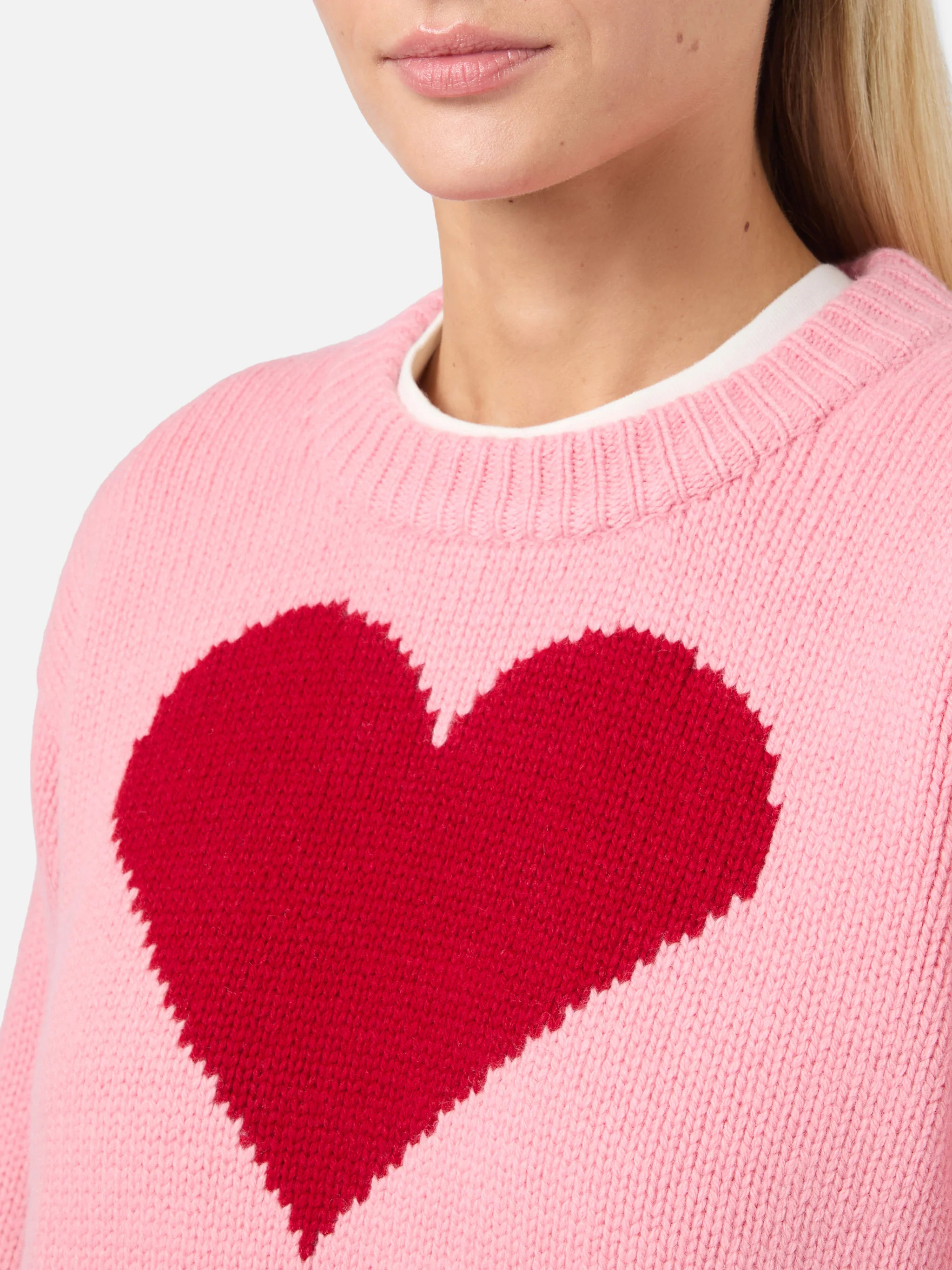 Maglione Kyla in lana rosa con jacquard Courma - Image 2