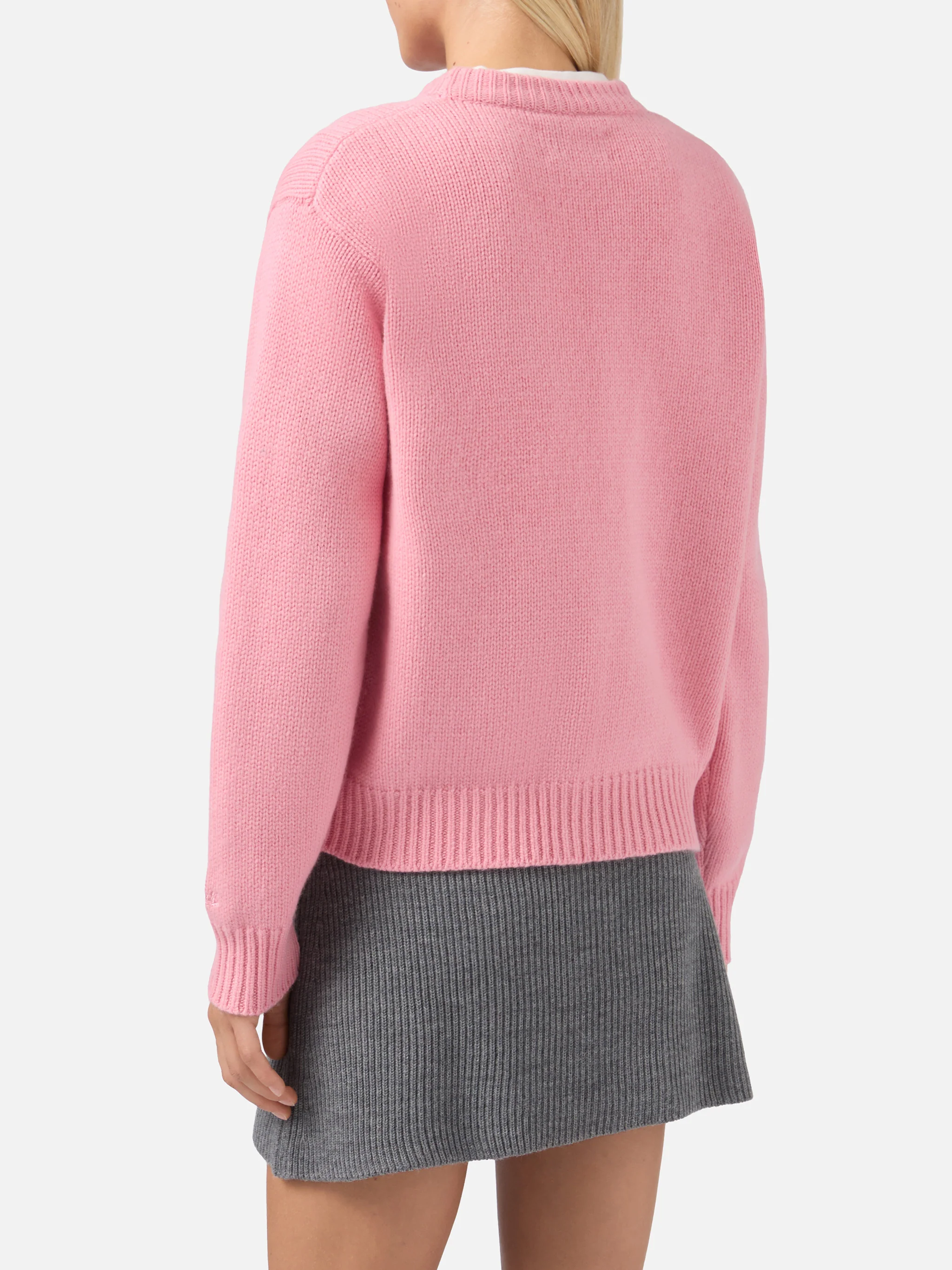 Maglione Kyla in lana rosa con jacquard Courma - Image 3