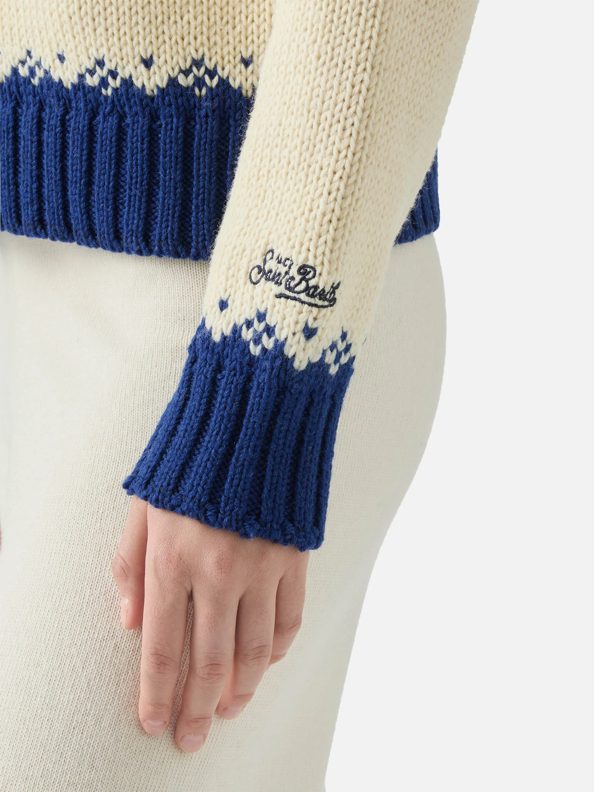 Maglione Kyla in lana grigio con jacquard St. Moritz - Image 5