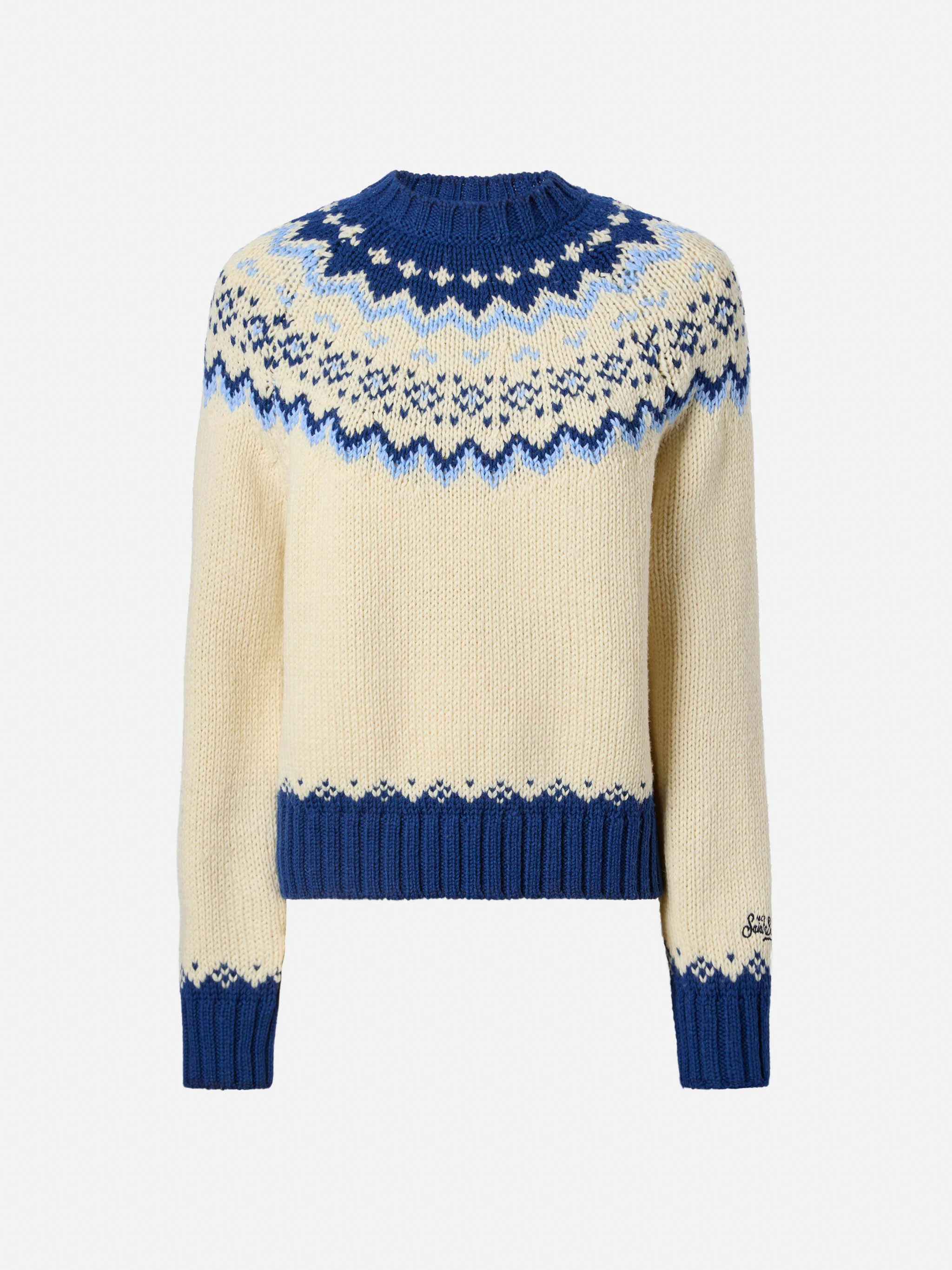 Maglione Kyla in lana grigio con jacquard St. Moritz - Image 6
