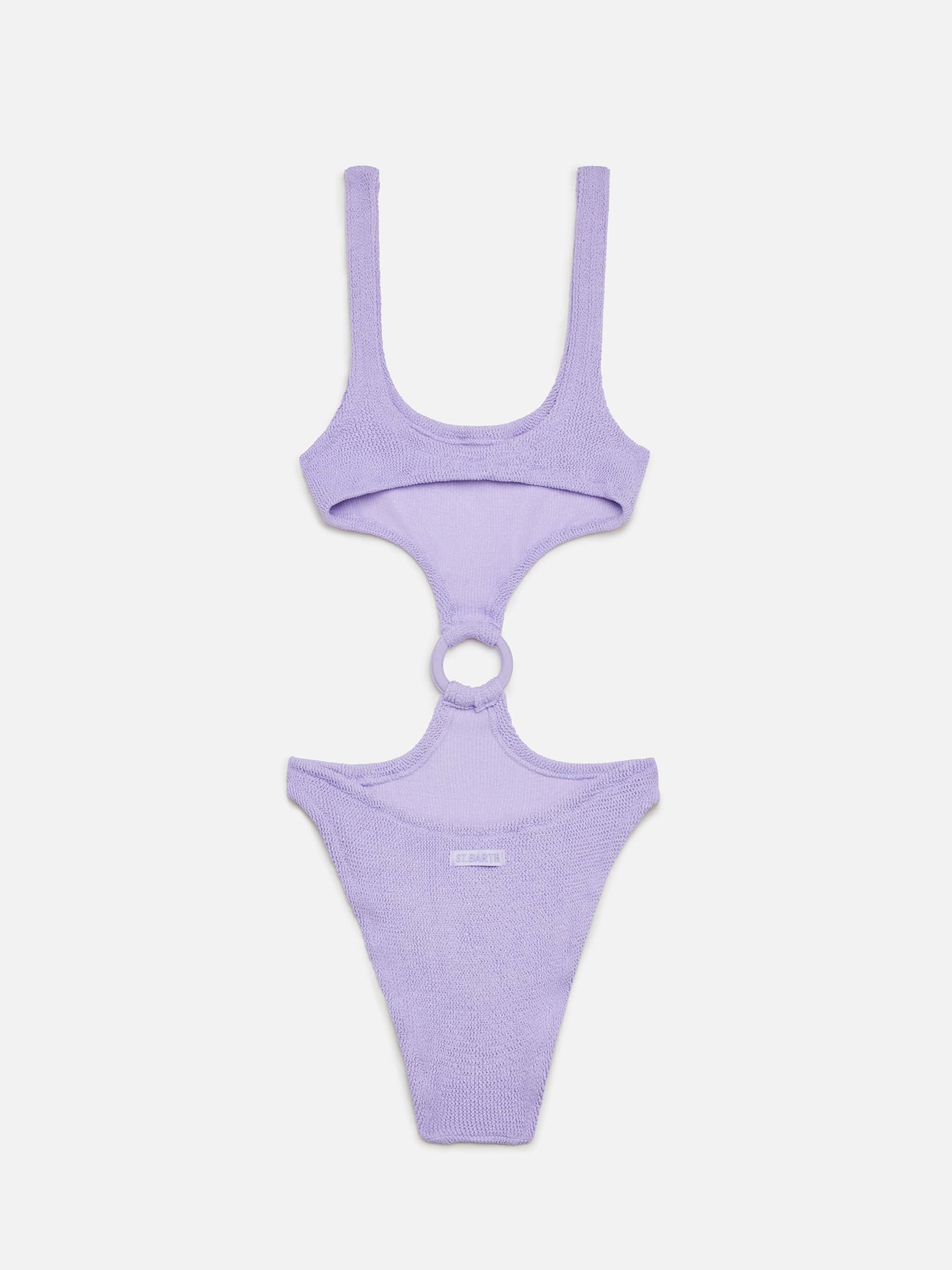 Costume intero cut-out Laurel in crinkle lurex lilla - Image 4