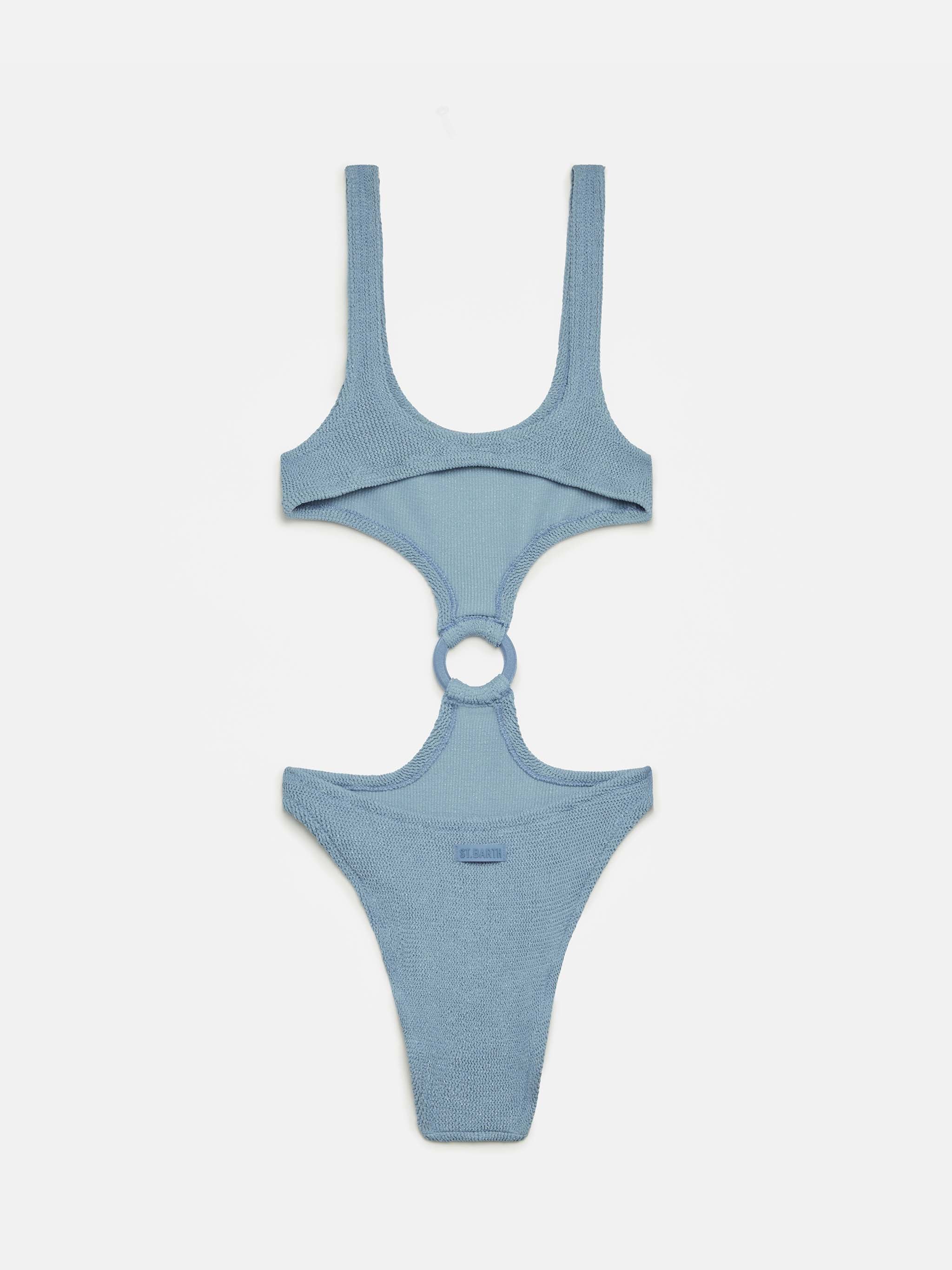 Costume intero cut-out Laurel in crinkle lurex argento - Image 3