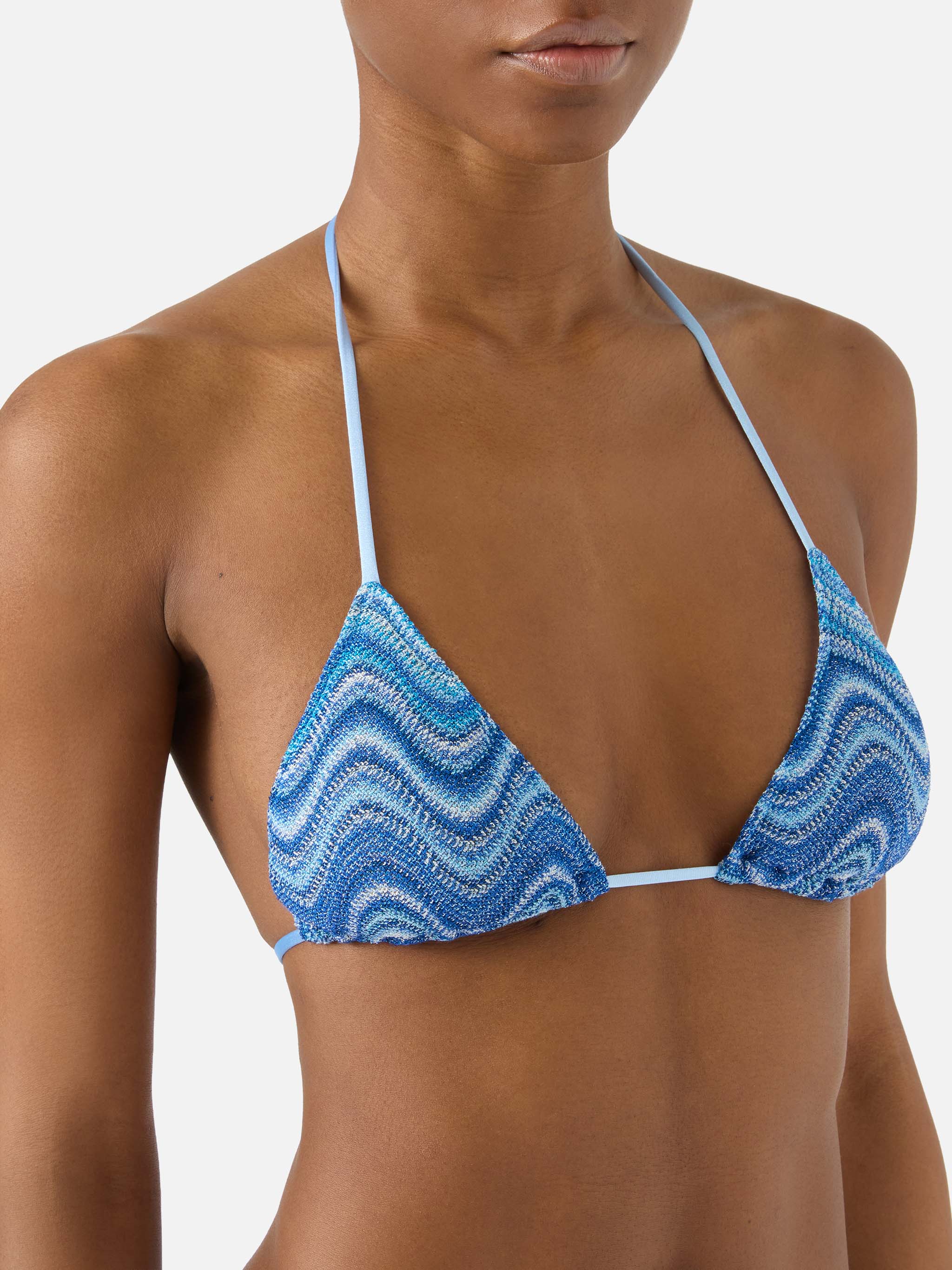 Bikini Leah Marielle in raschel onde degradé blu - Image 3