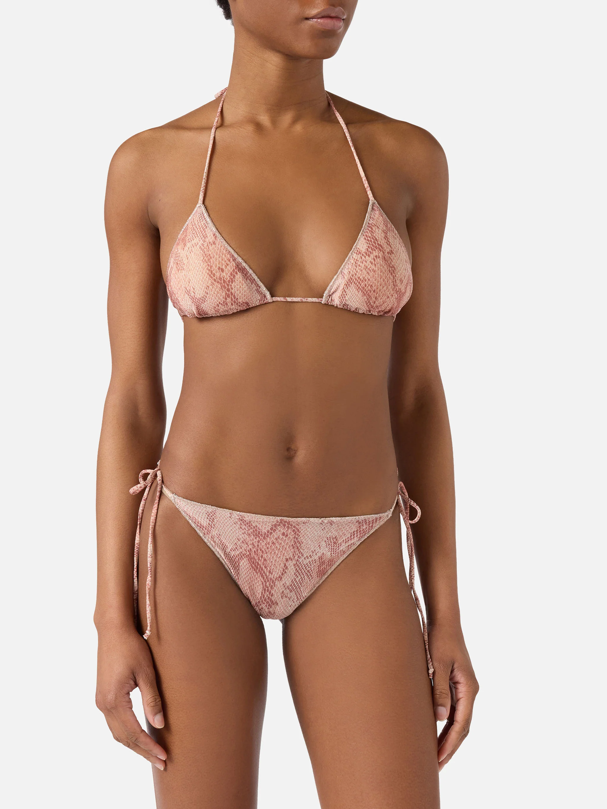 Bikini Leah Marielle Overlock in tessuto lurex con stampa pitonata  - Image 2