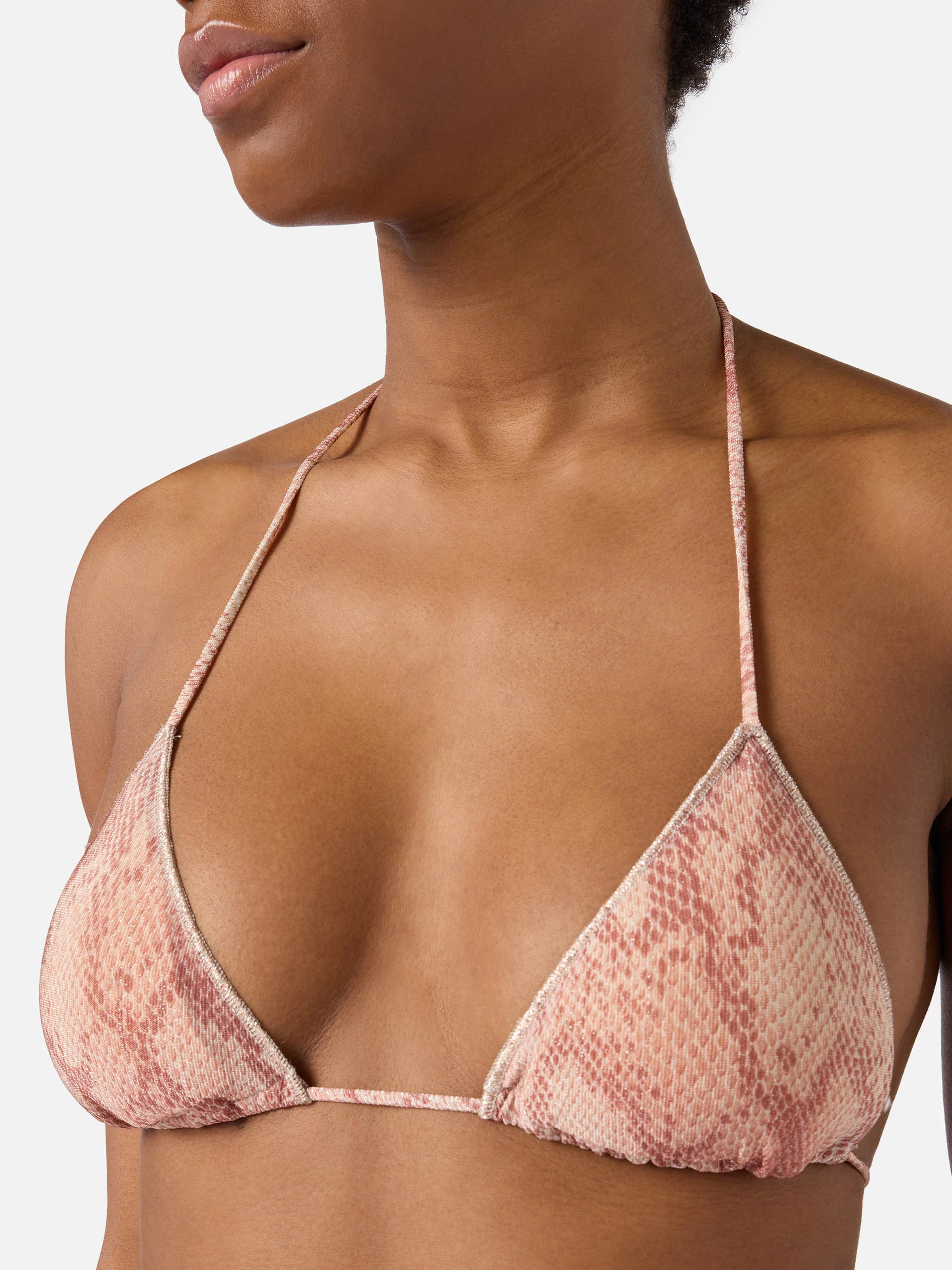 Bikini Leah Marielle Overlock in tessuto lurex con stampa pitonata  - Image 3