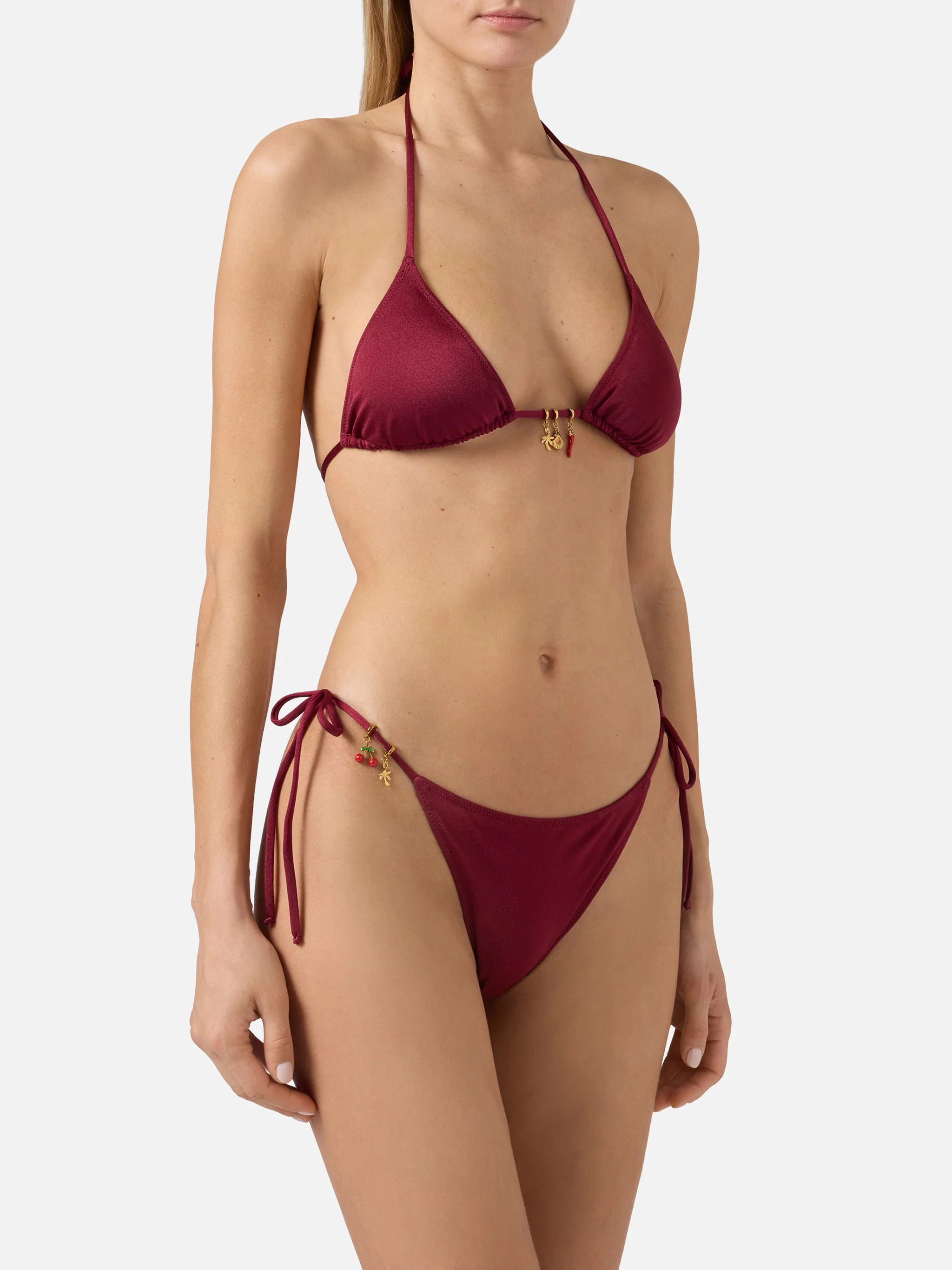 Bikini Leah Marielle glossy finish rosso con charms - Image 2
