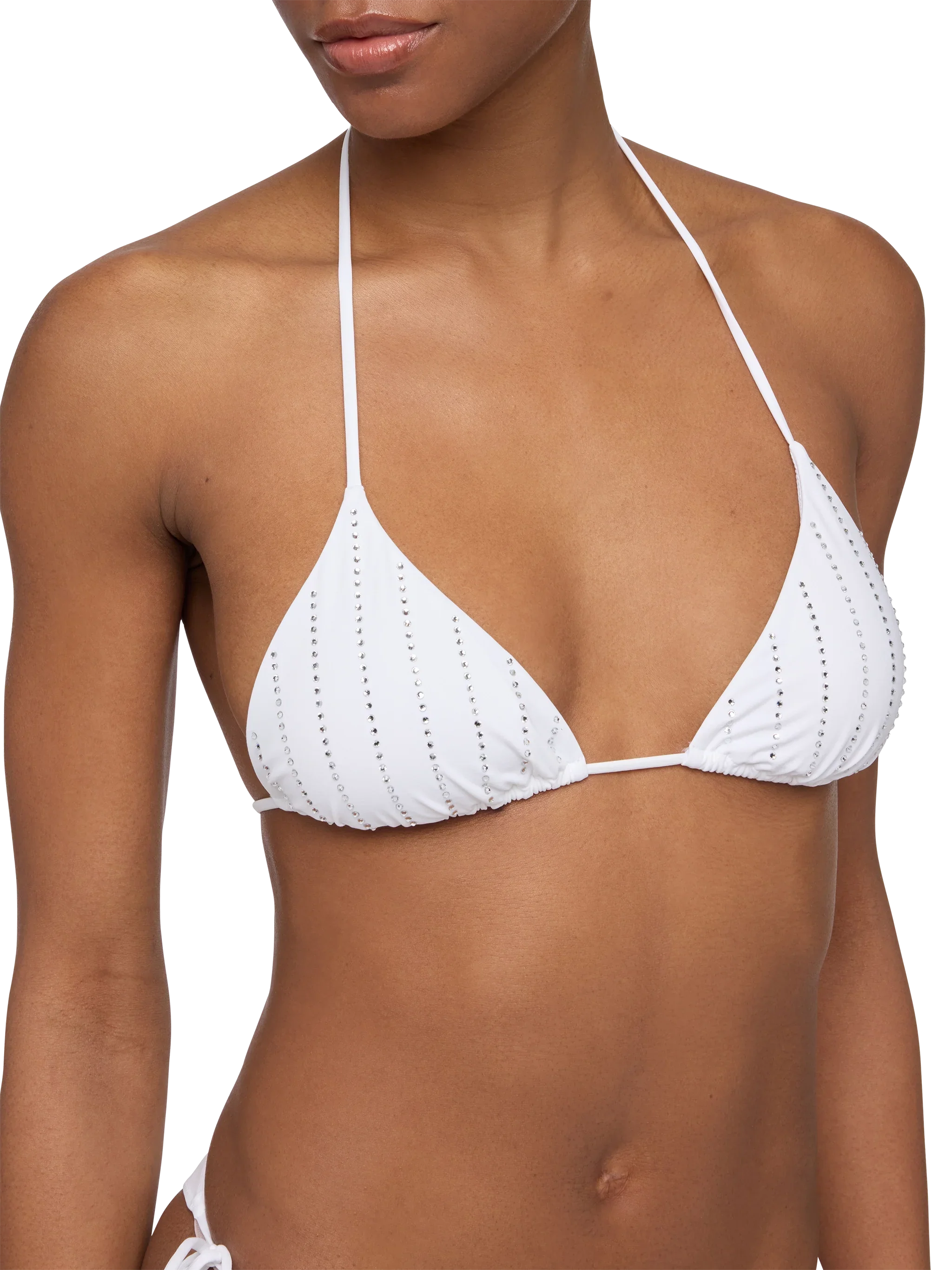 Leah top bikini triangolo con strass a righe - Image 2