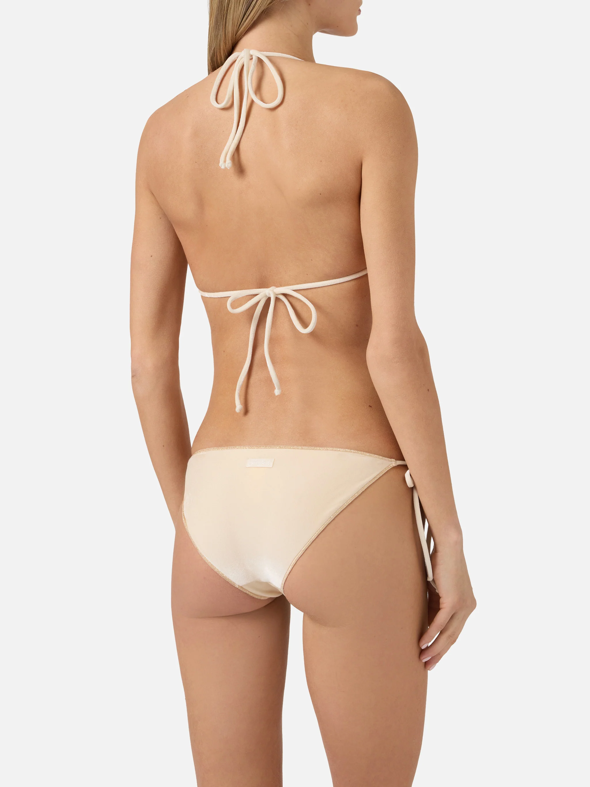 Bikini Leah Virgo Overlock in velluto oro - Image 3
