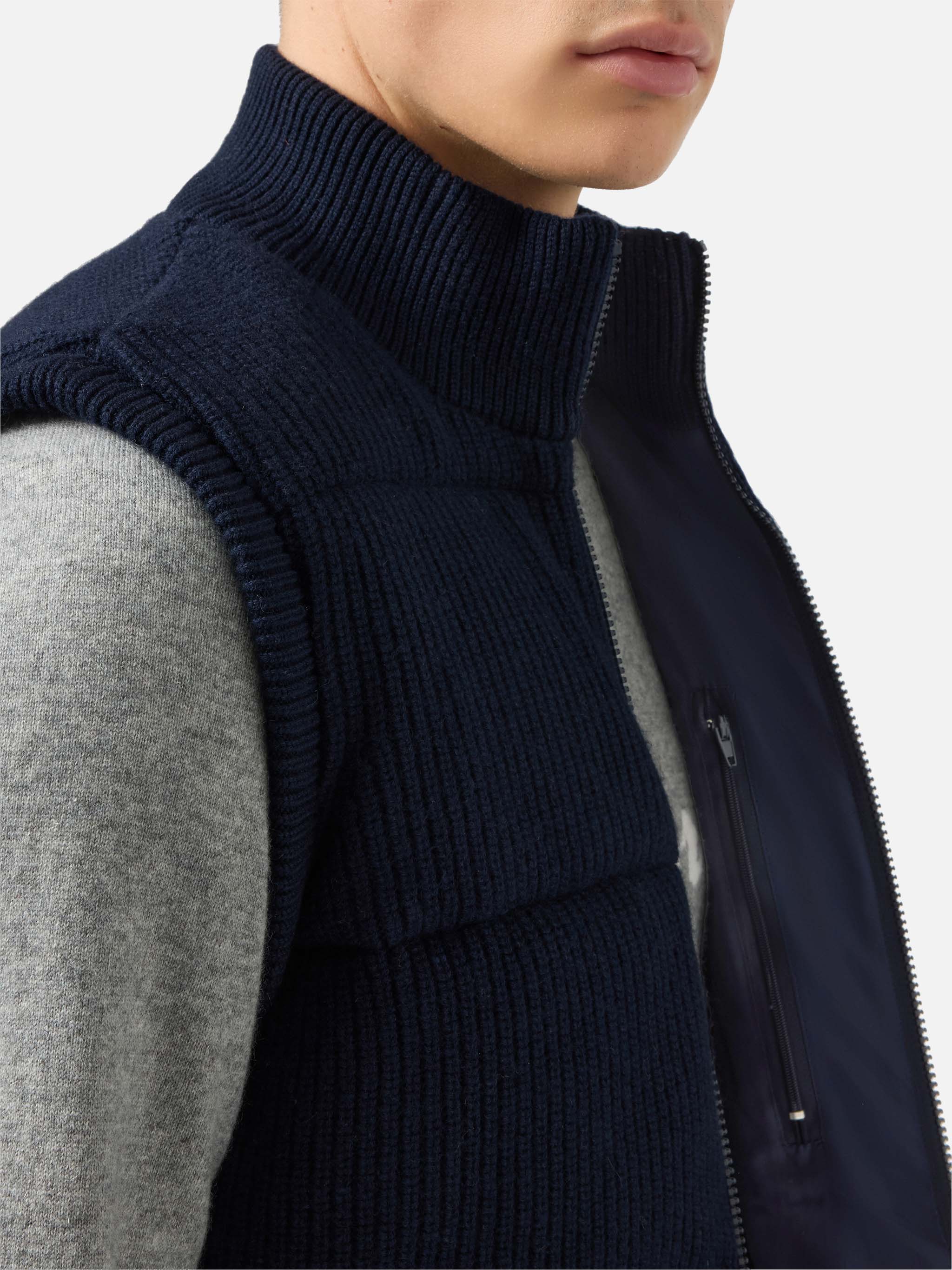 Gilet imbottito Leeds Knit blu - Image 3
