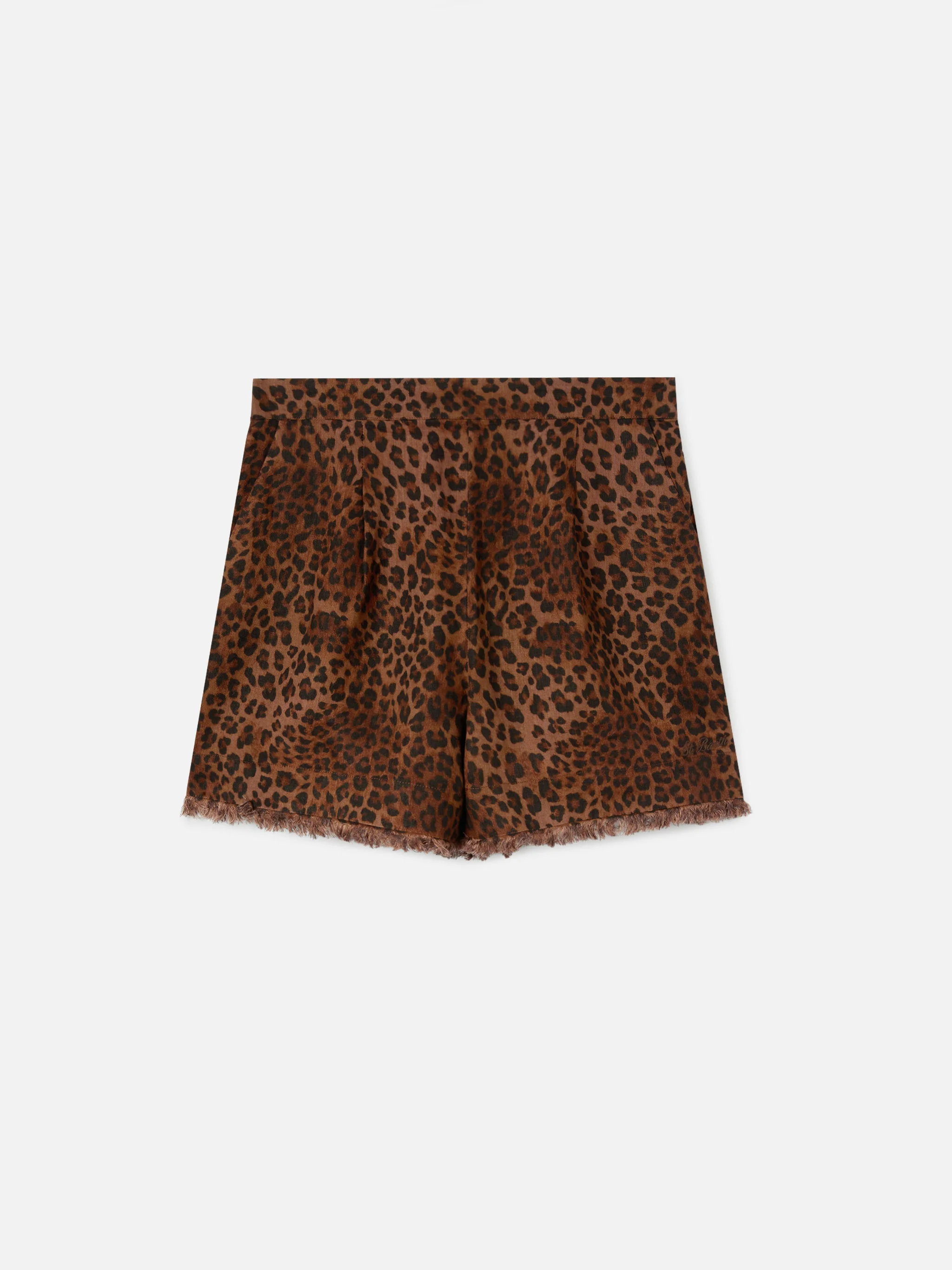Short Amani in lino stampa leopardata - Image 5