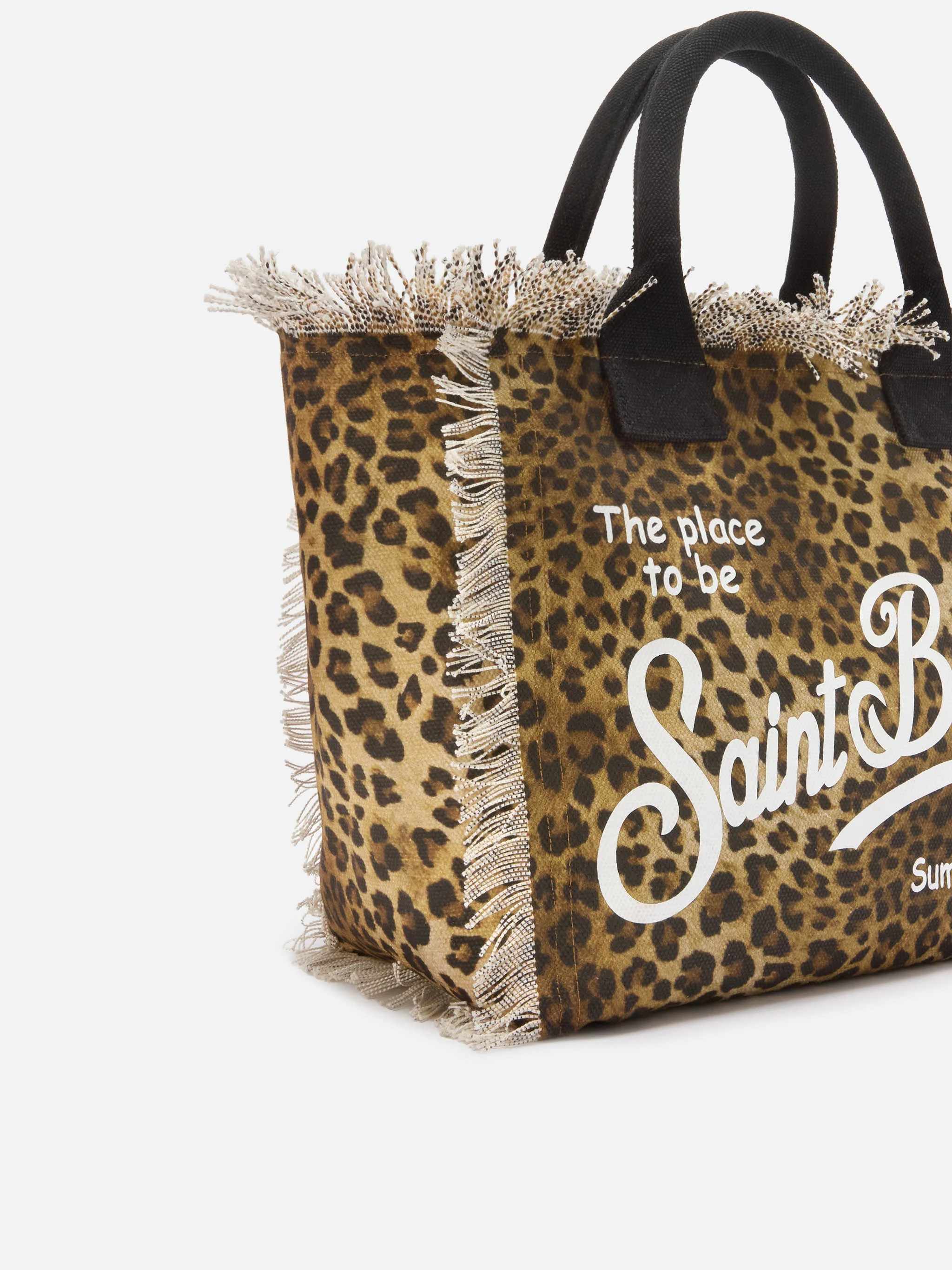 Borsa Vanity regular in canvas leopardato con dettagli sfrangiati - Image 2