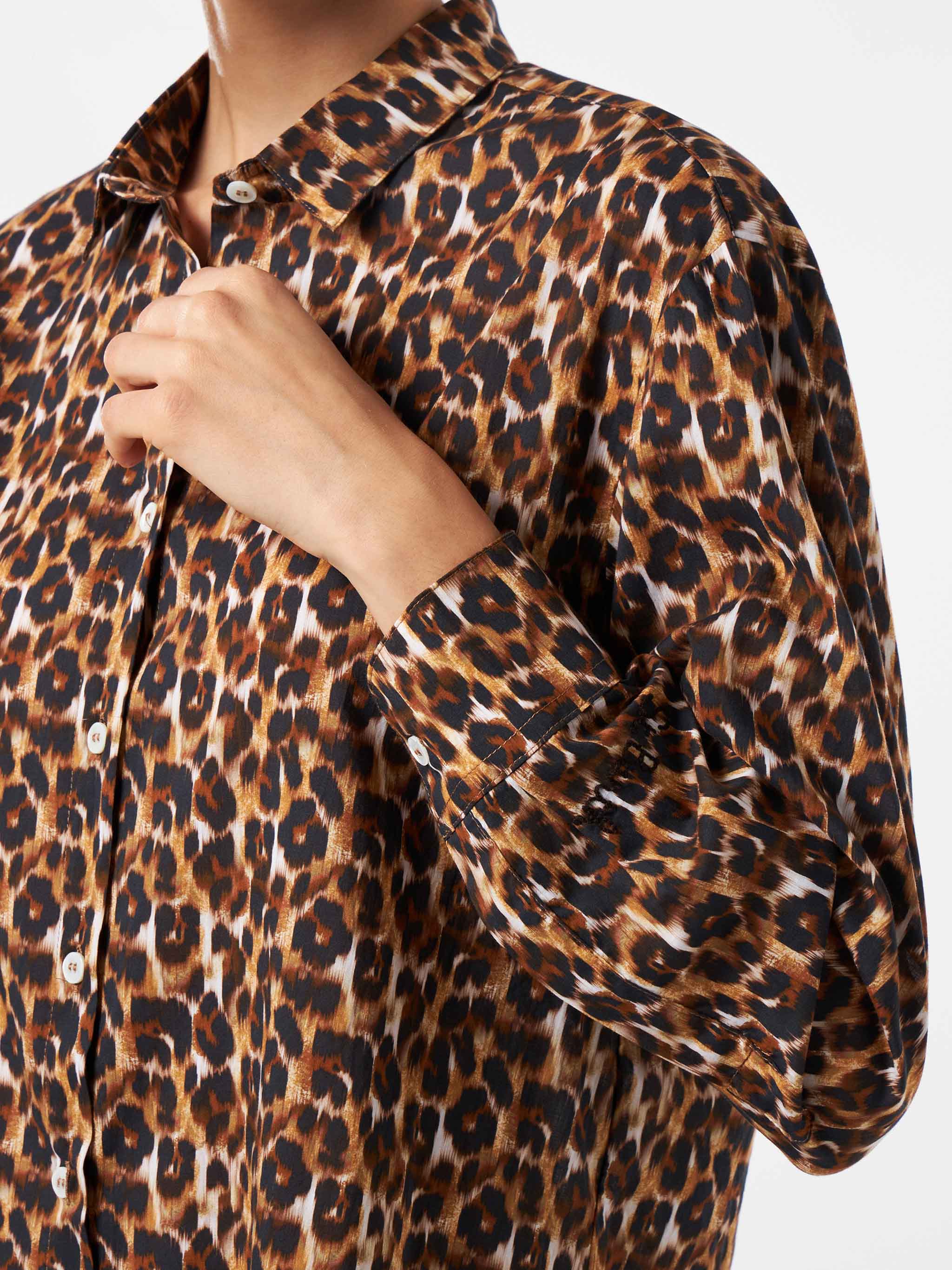 Camicia in cotone stampa leopardo con ricamo - Image 3