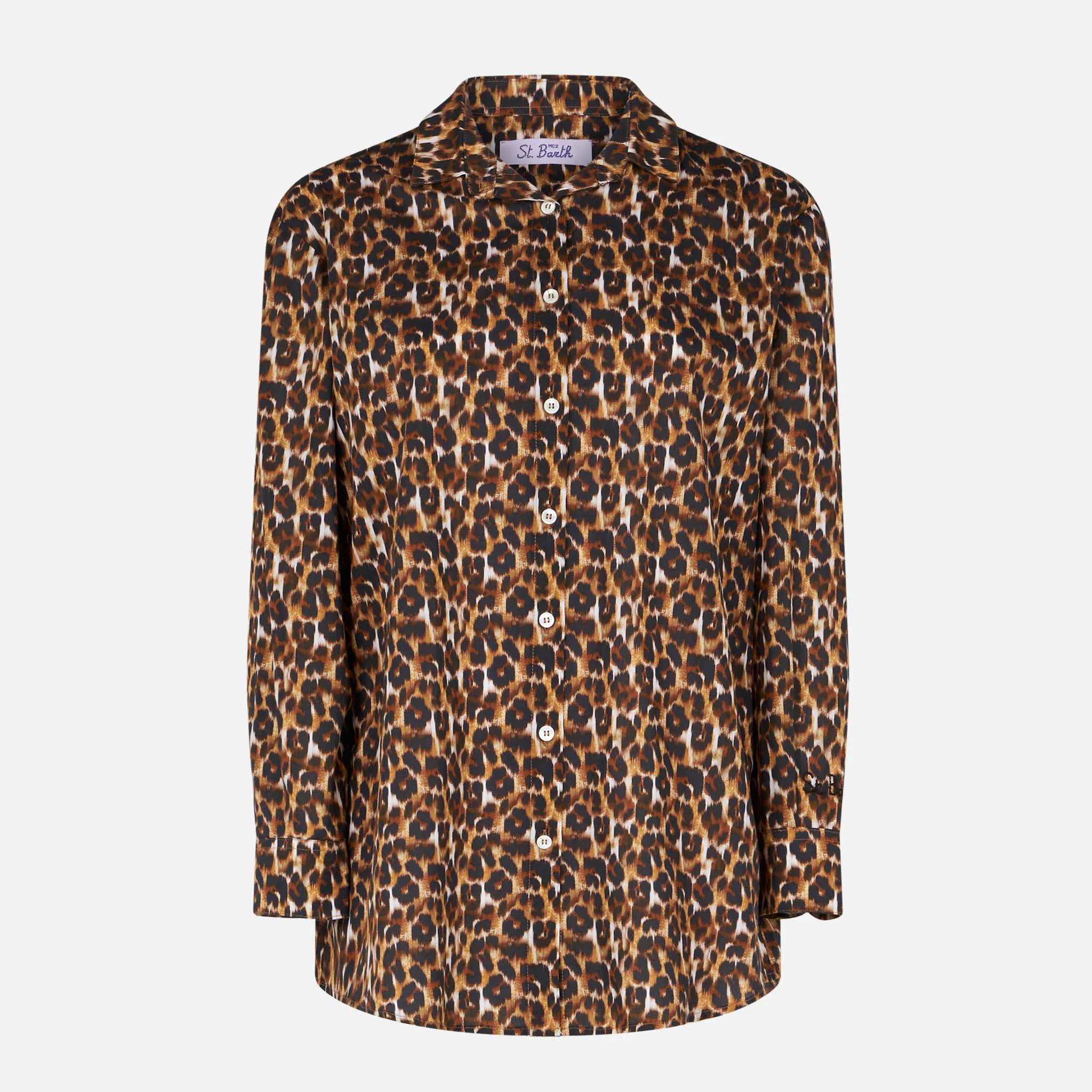 Camicia in cotone stampa leopardo con ricamo - Image 4