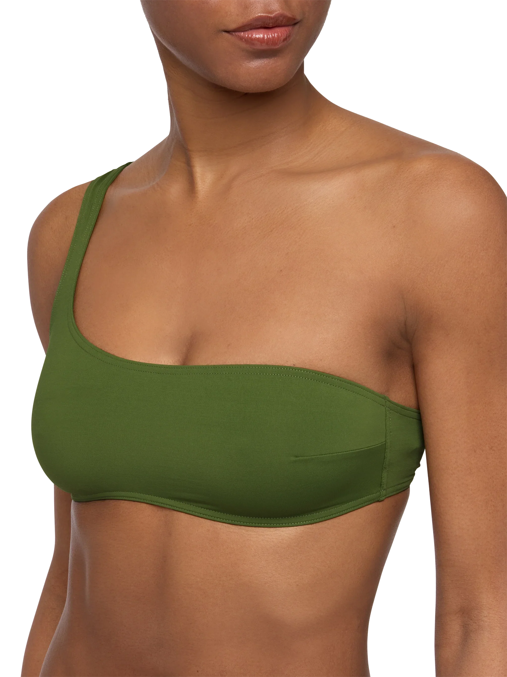 Bikini Celestine Lido verde militare con top a bralette monospalla e slip classici - Image 5
