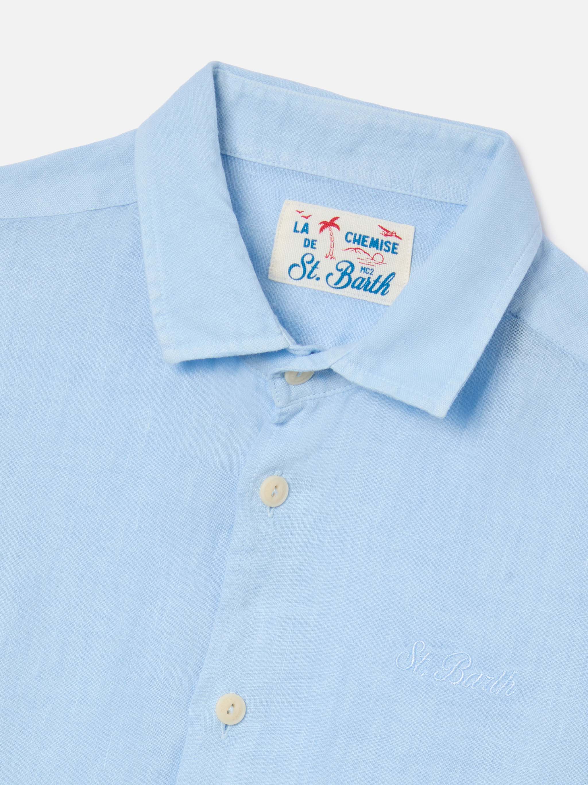 Camicia Agnes in lino azzurro - Image 2