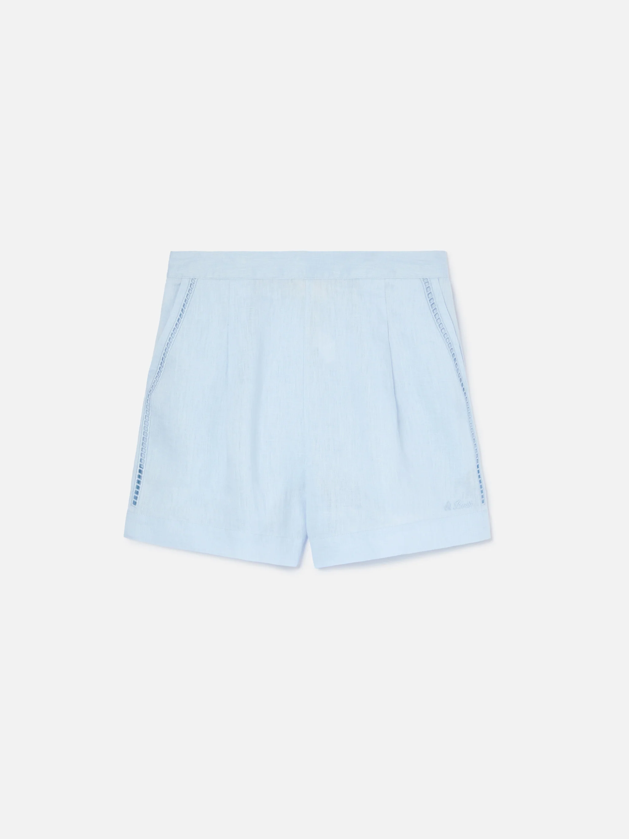 Shorts Amani in lino azzurro - Image 5