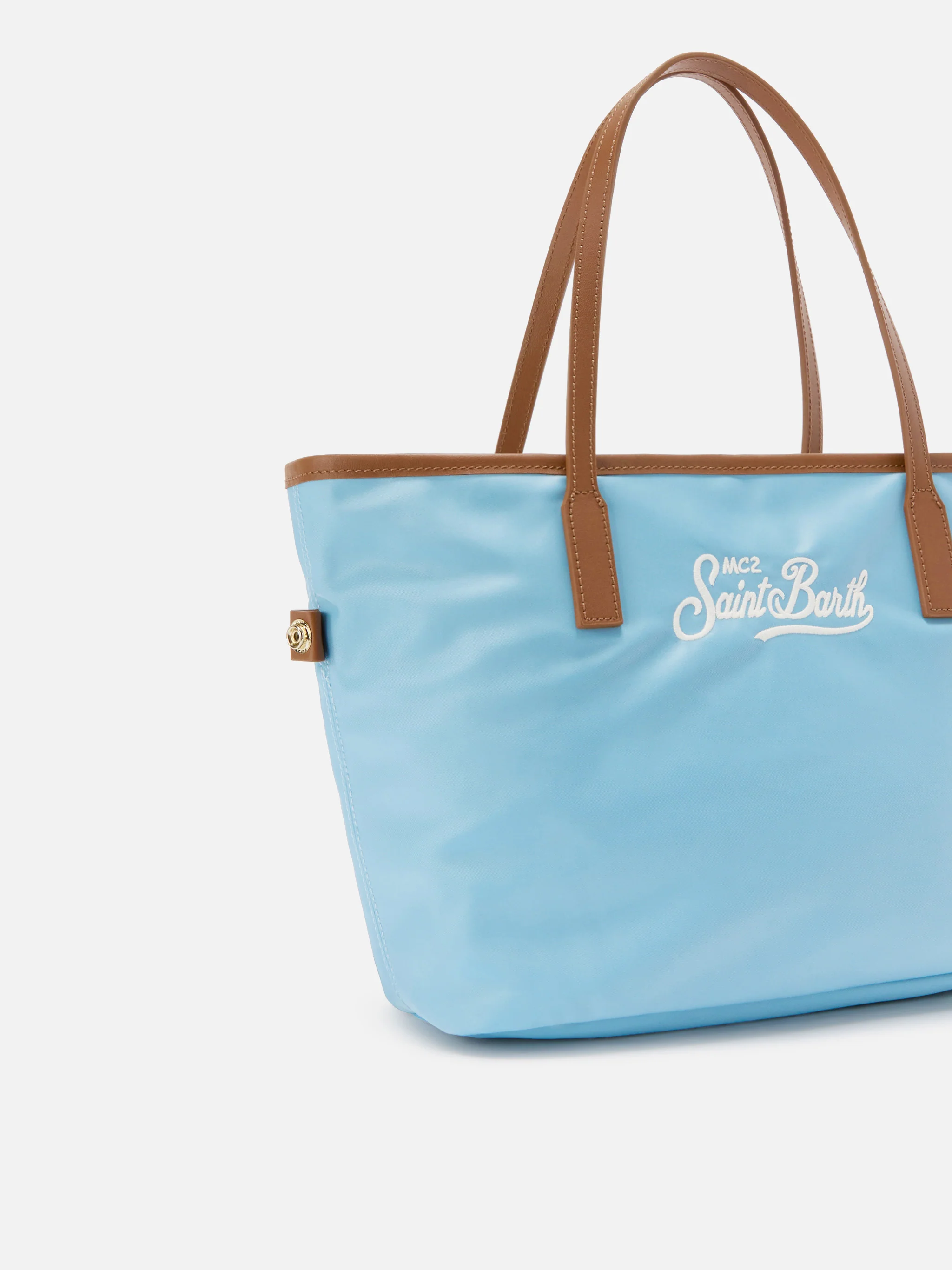 Borsa City medium in nylon azzurro - Image 3