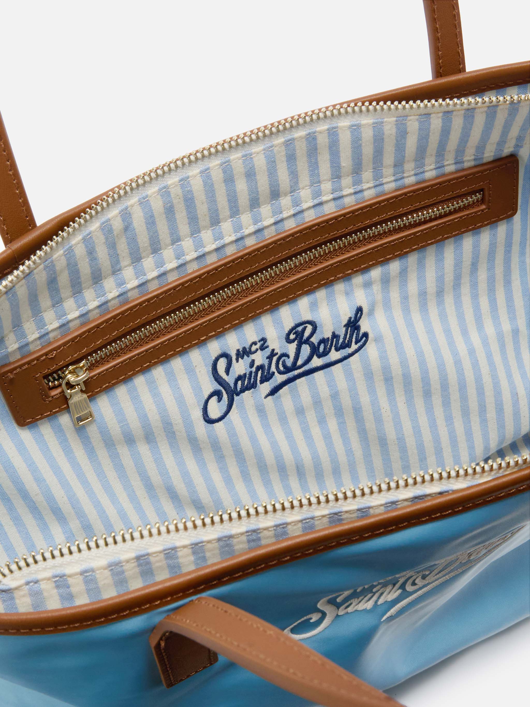Borsa City medium in nylon azzurro - Image 5