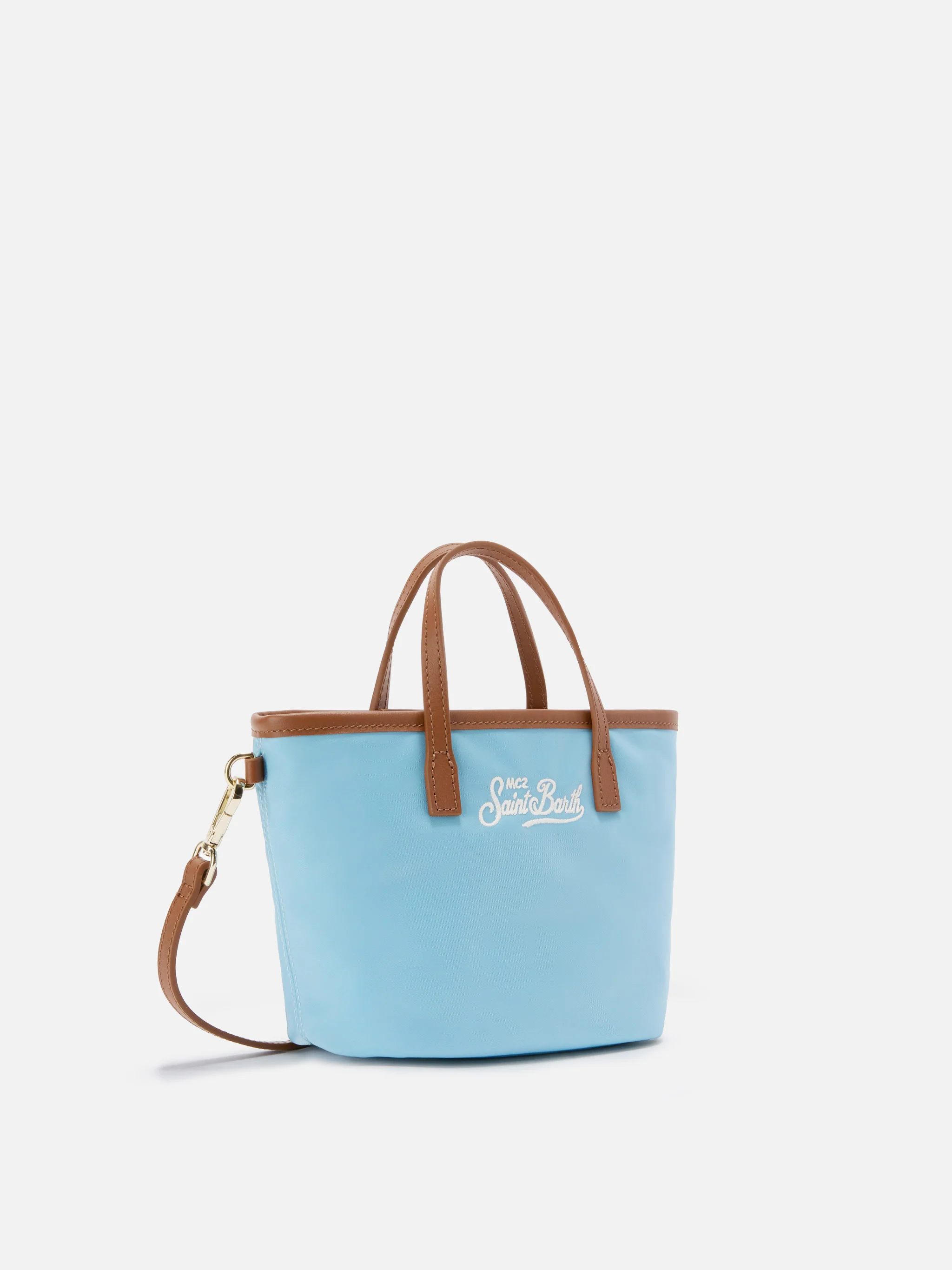 Borsa City mini in nylon azzurra - Image 3