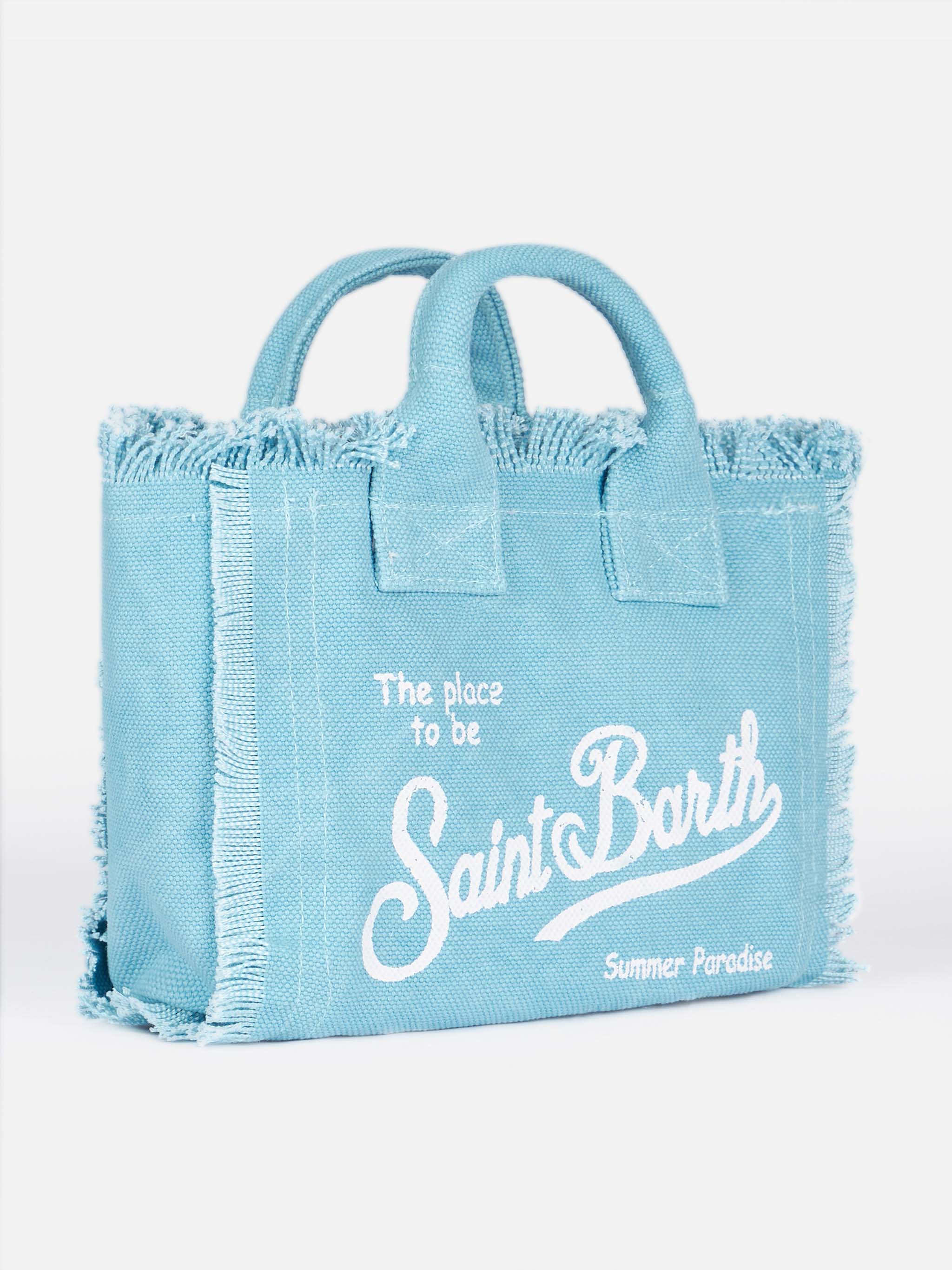 Borsa Mini Vanity in canvas di cotone azzurro - Image 3