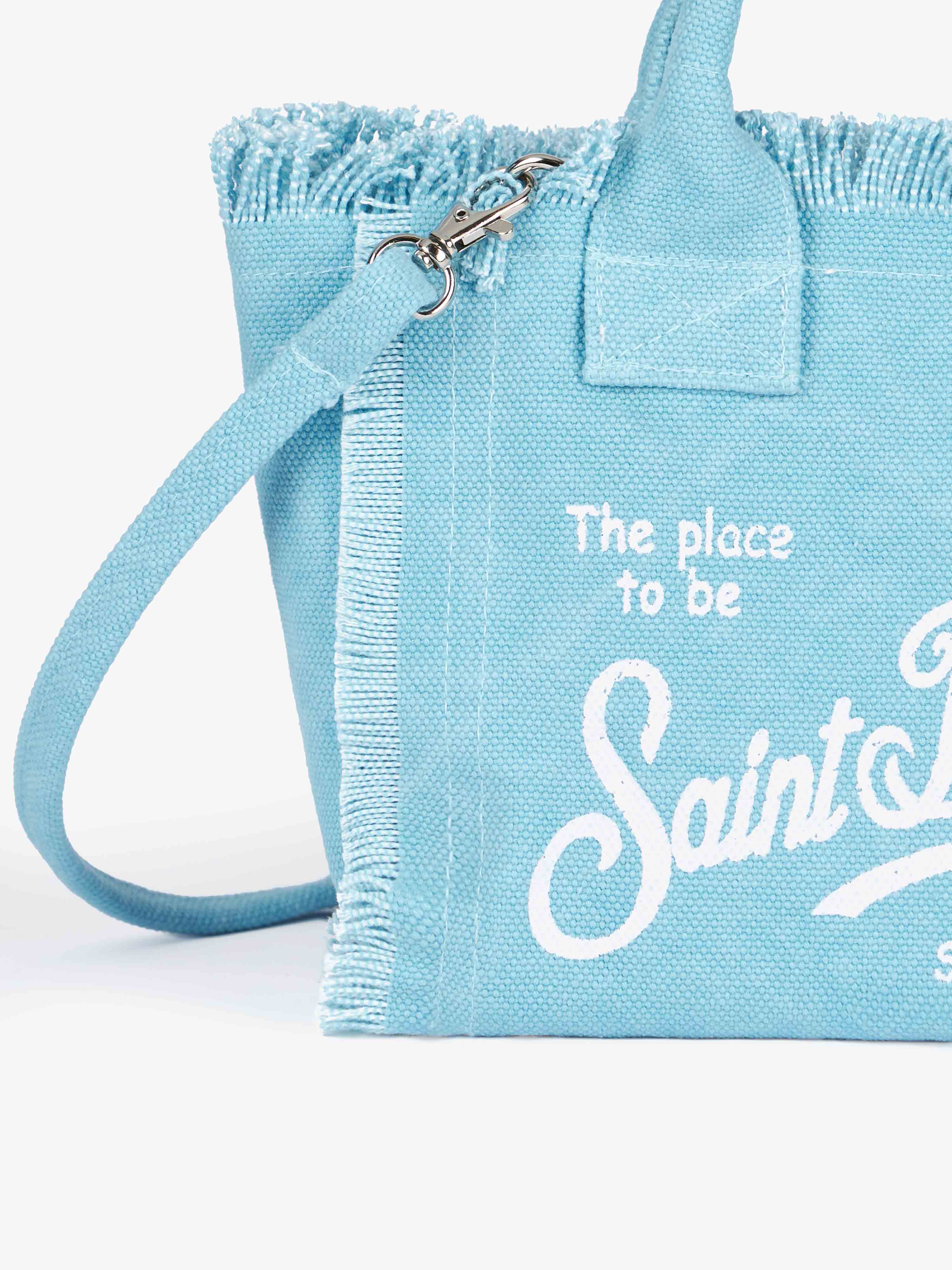 Borsa Mini Vanity in canvas di cotone azzurro - Image 4