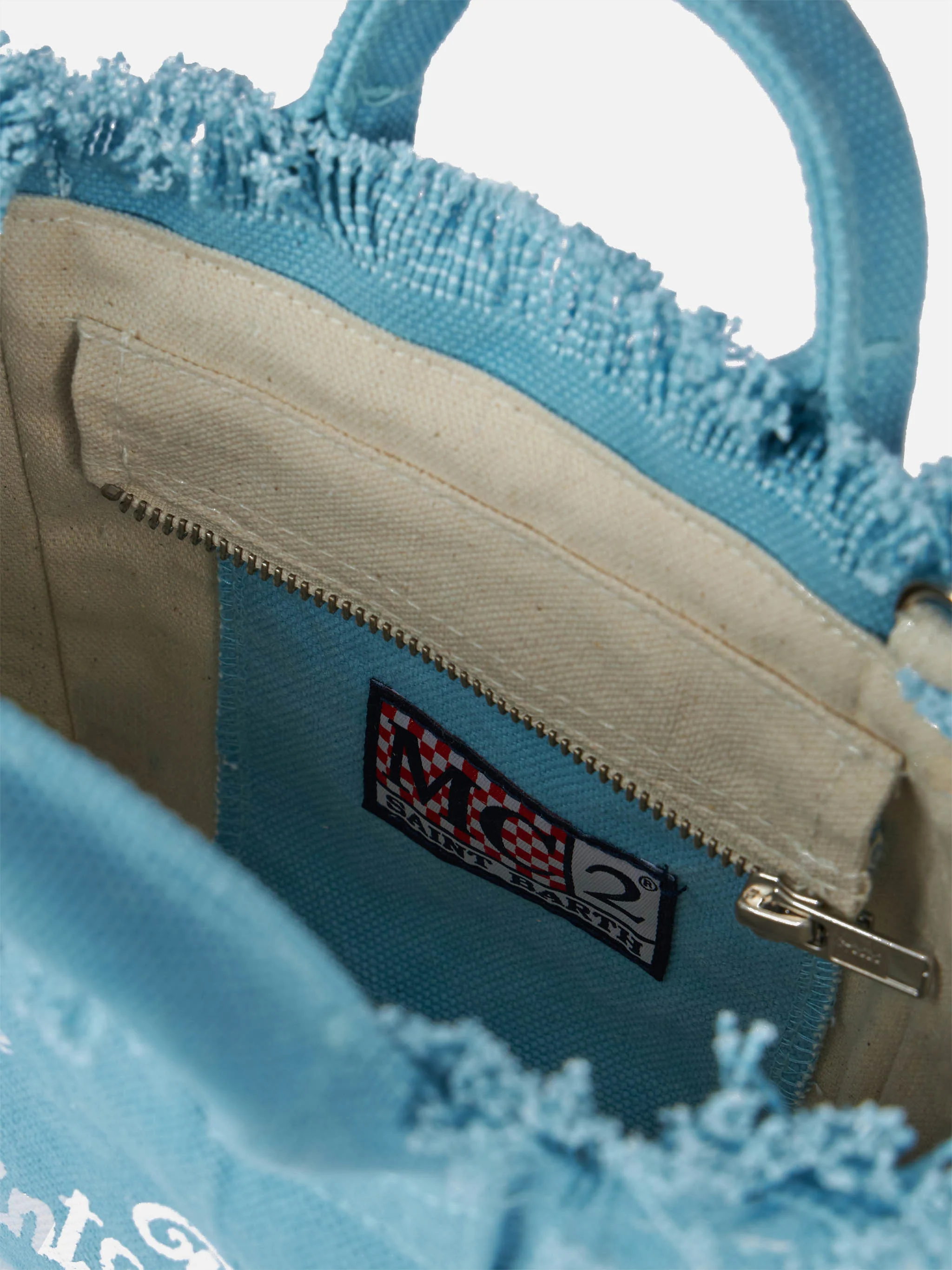 Borsa Mini Vanity in canvas di cotone azzurro - Image 5