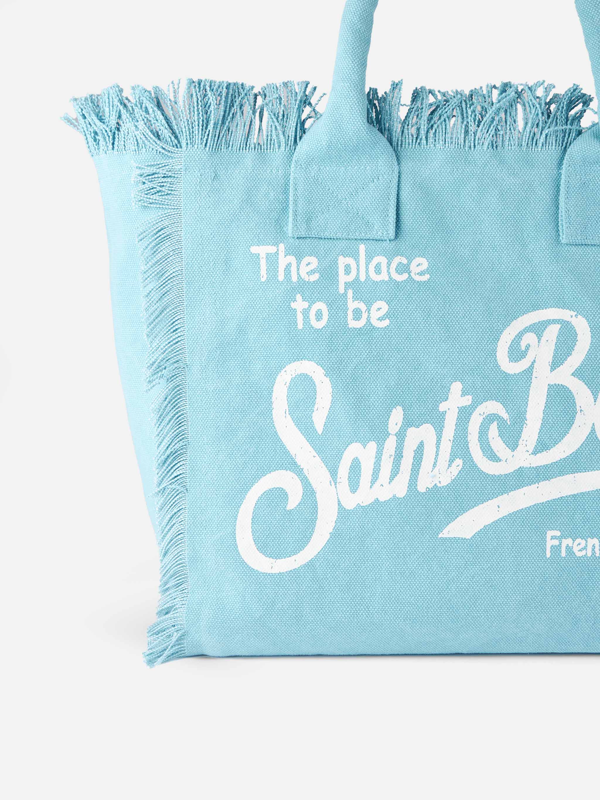 Borsa a spalla Vanity in canvas di cotone azzurro - Image 4