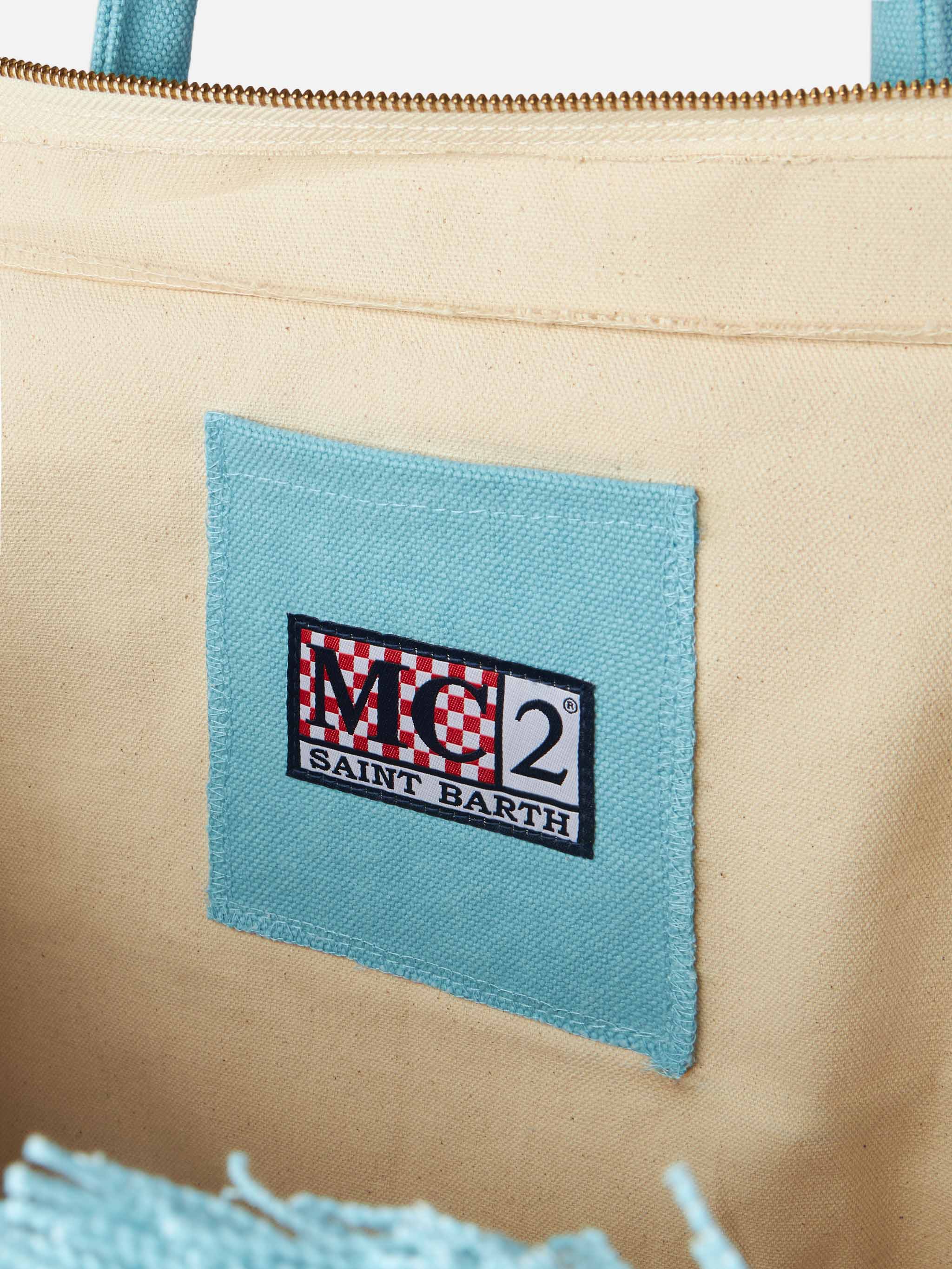 Borsa a spalla Vanity in canvas di cotone azzurro - Image 5
