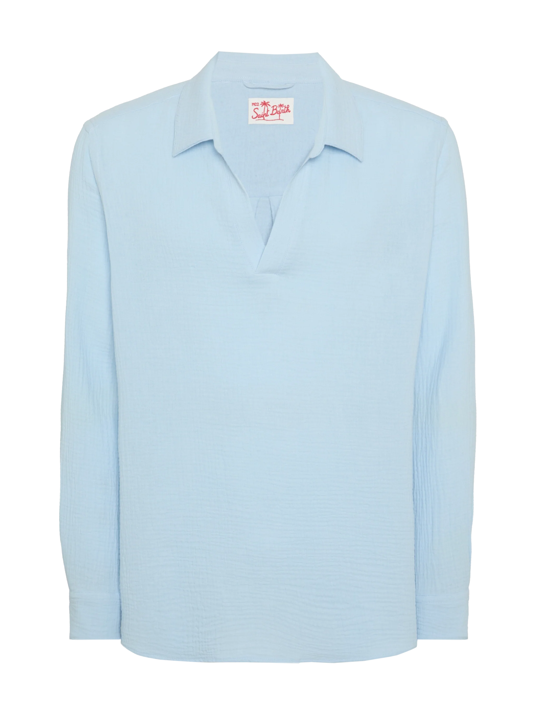 Polo Ventotene in garza di cotone azzurro - Image 4