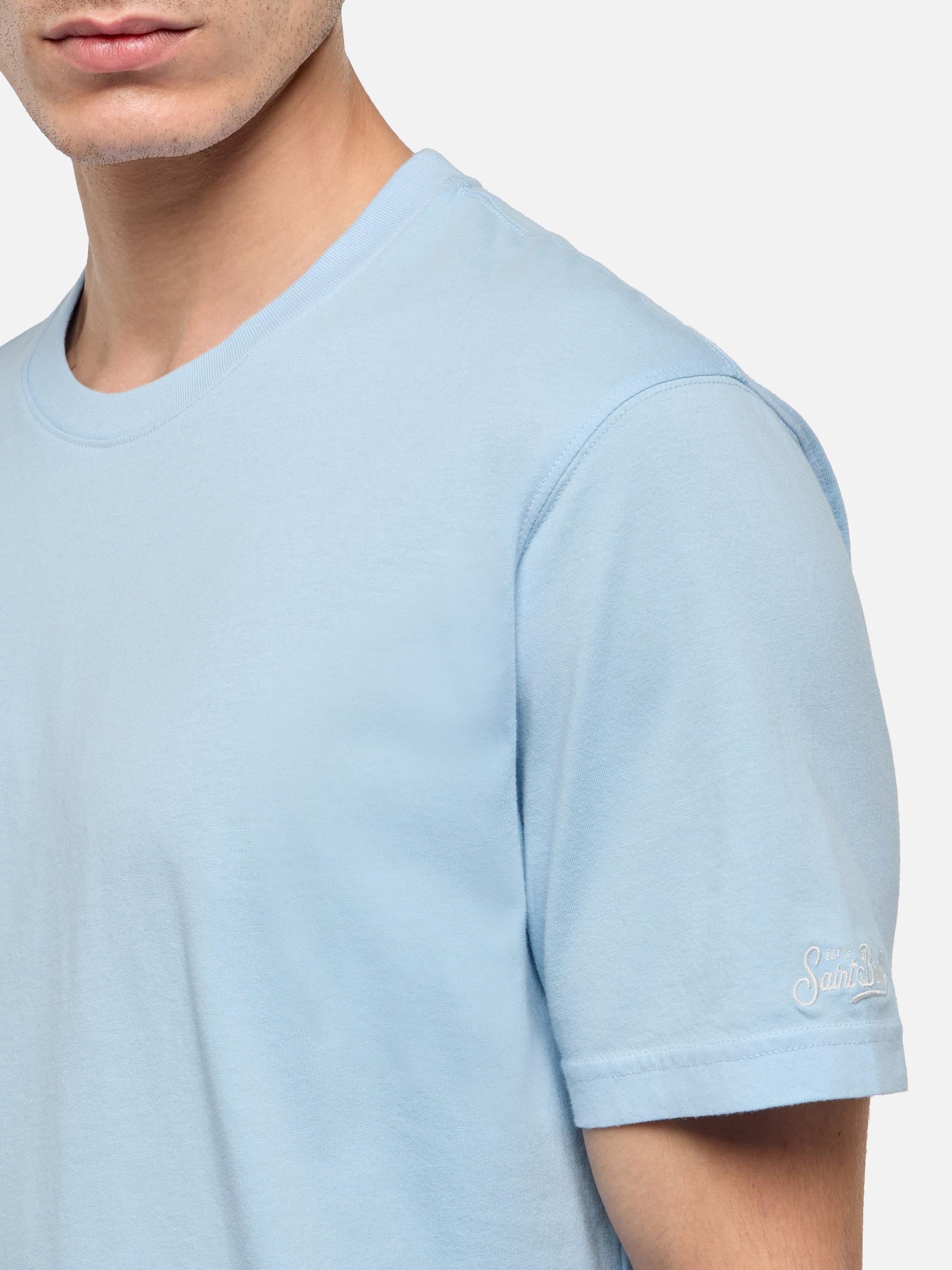 Tshirt Dover in jersey di cotone azzurro chiaro con ricamo St. Barth - Image 3
