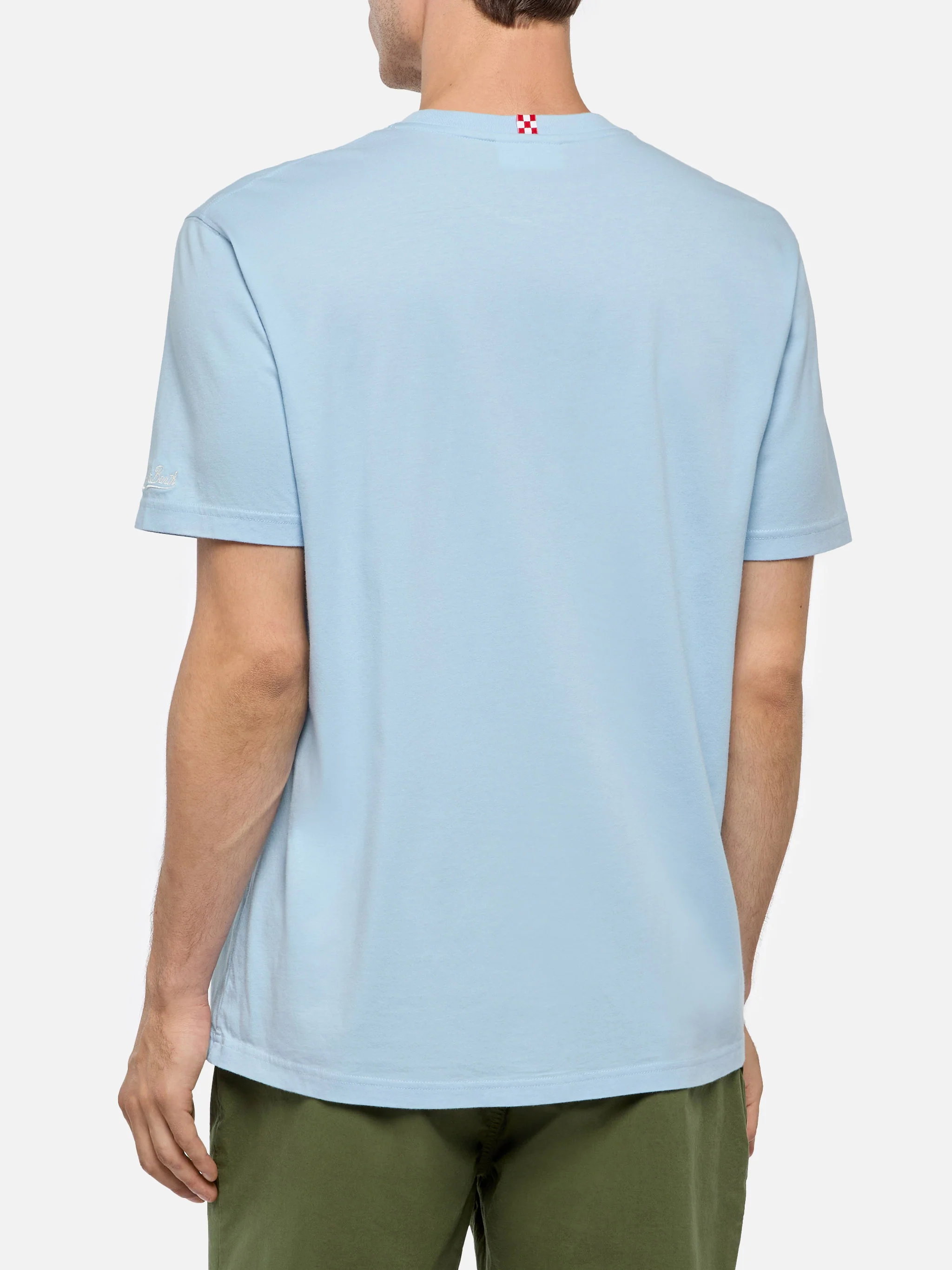 Tshirt Dover in jersey di cotone azzurro chiaro con ricamo St. Barth - Image 4
