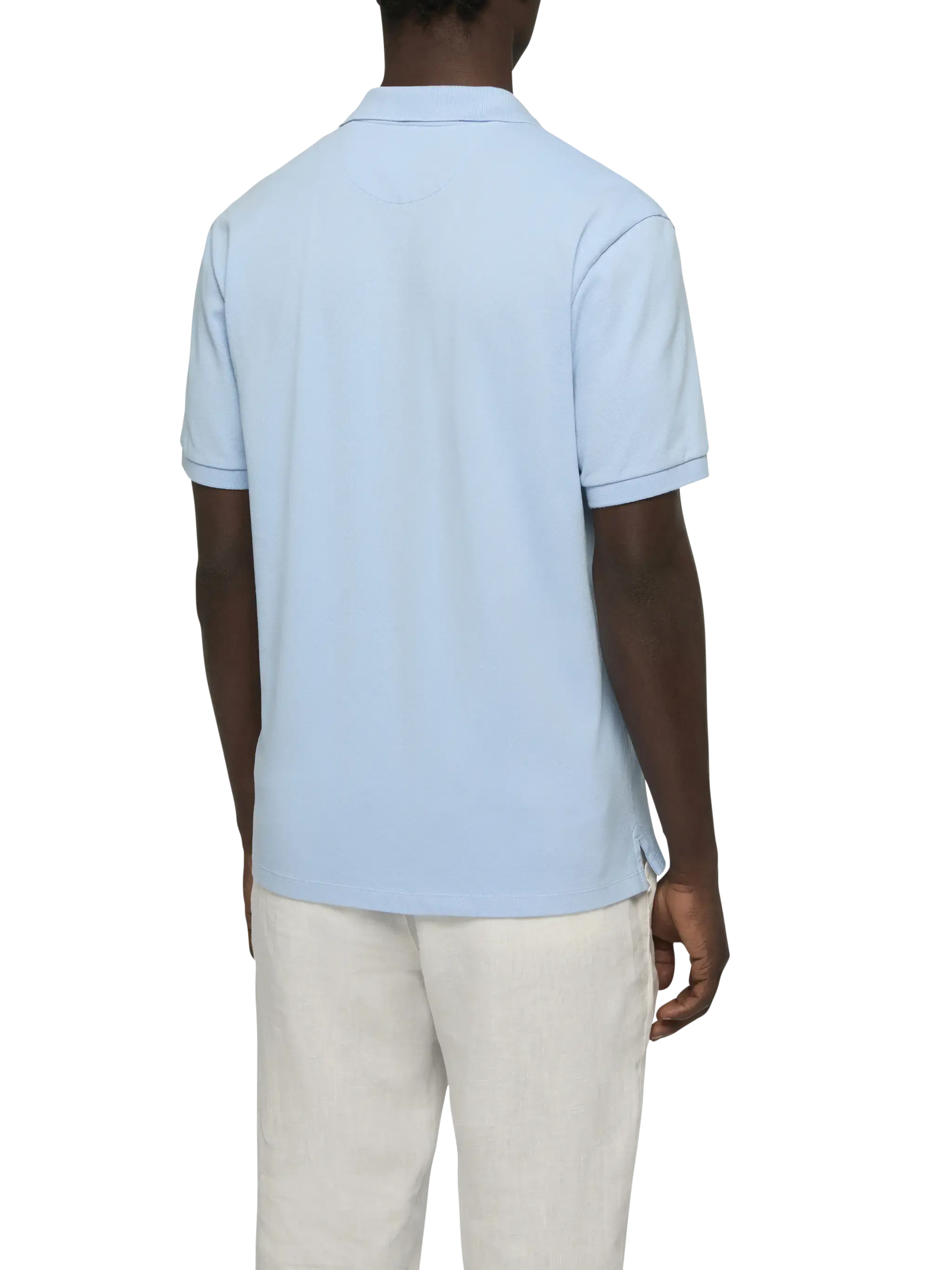 Polo Charles in piquet di cotone azzurro senza bottoni - Image 3