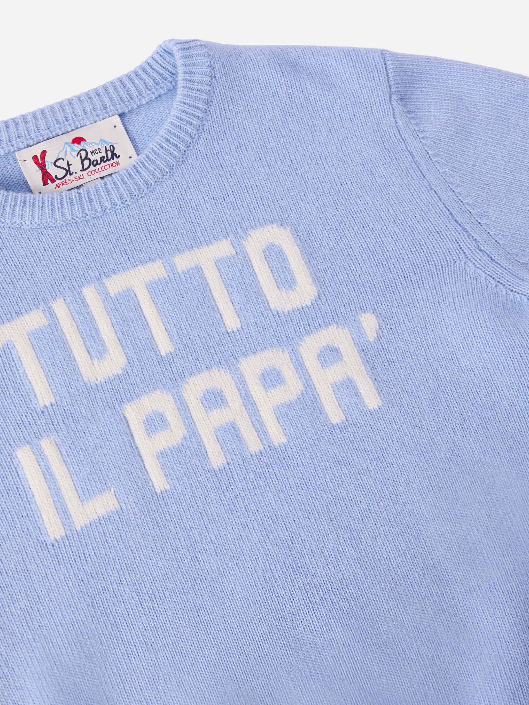 Maglione girocollo azzurro Douglas con jacquard Tutto il papà - Image 2