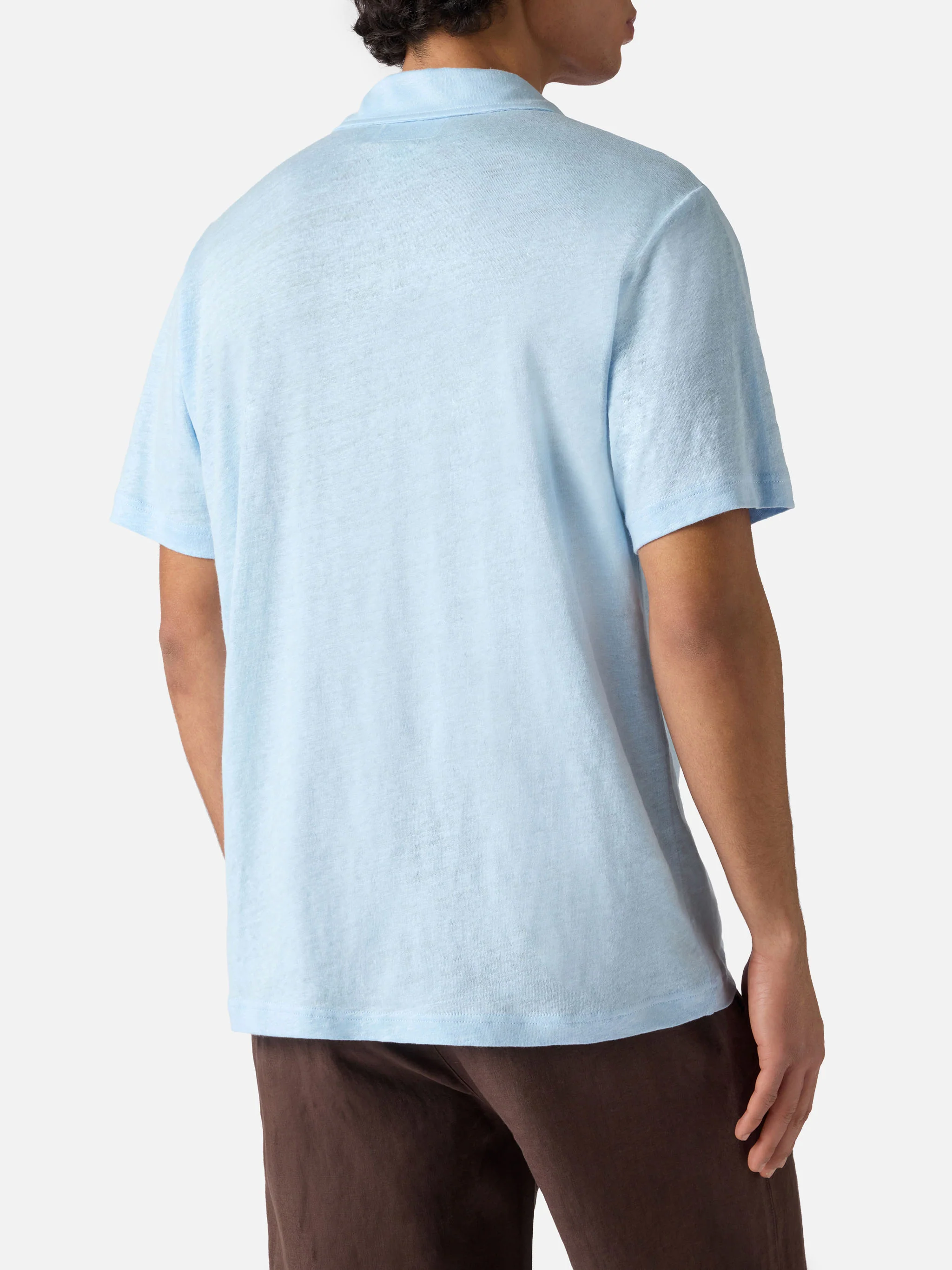 Polo Fraser in puro lino azzurro - Image 3