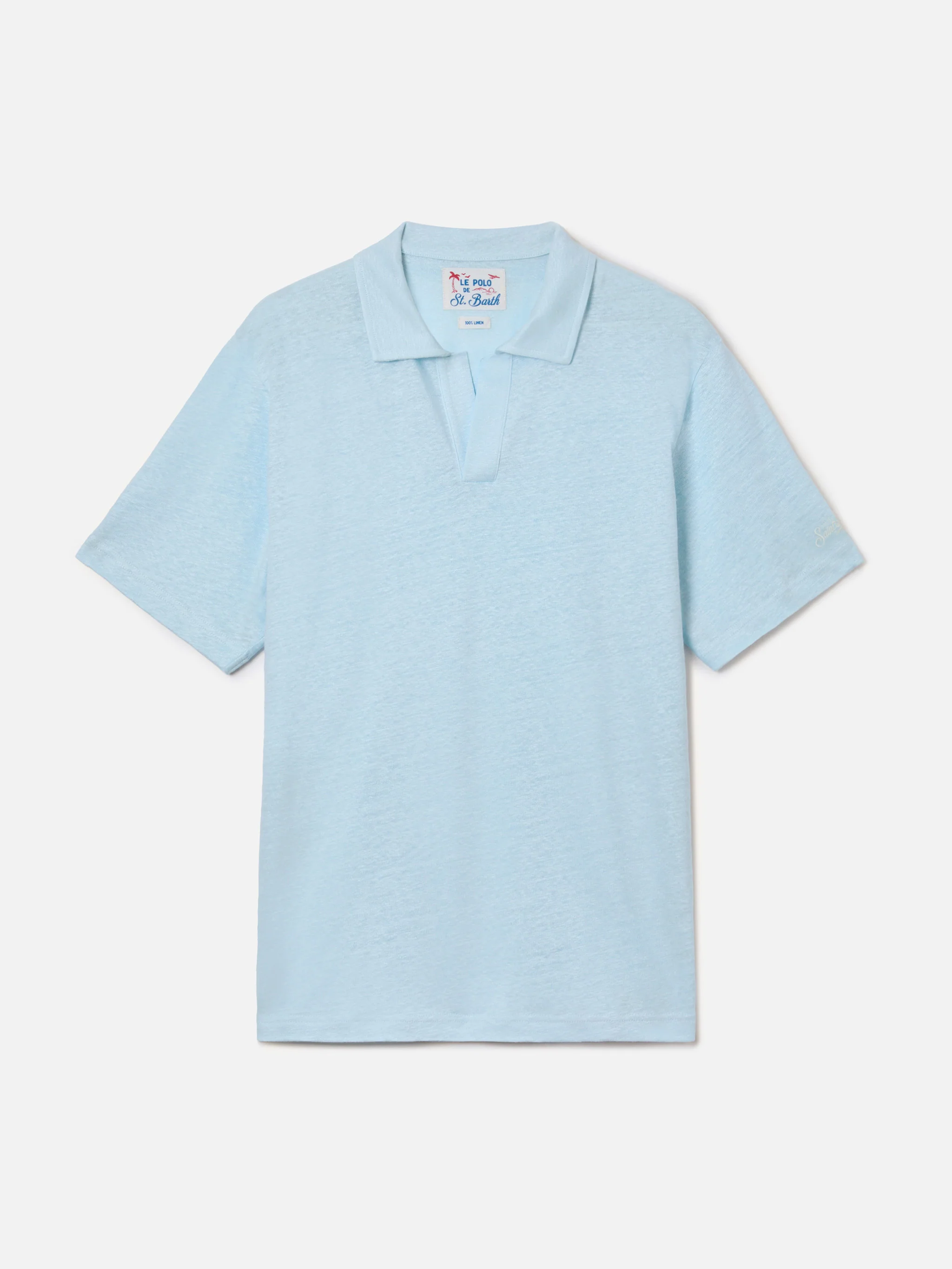 Polo Fraser in puro lino azzurro - Image 4