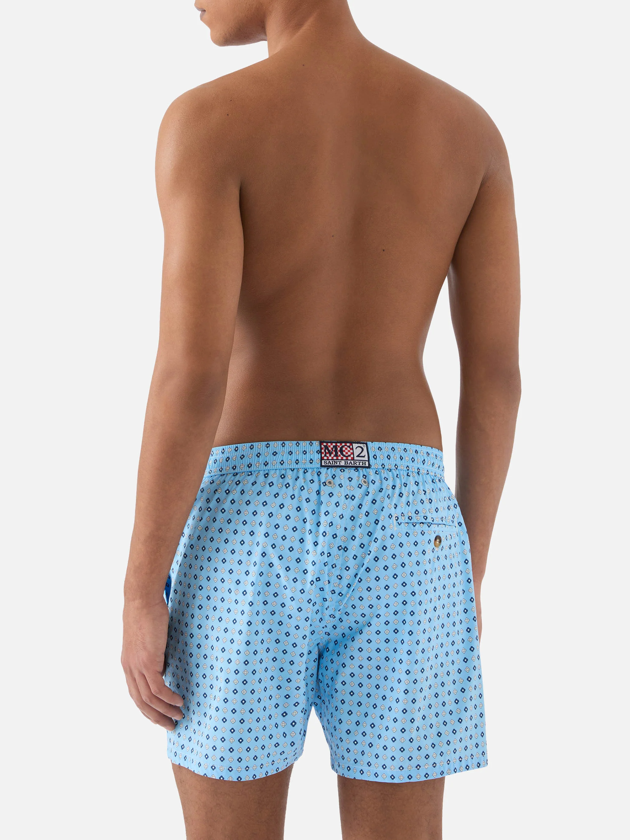 Costume mare Lighting Micro azzurro con stampa geometrica all-over - Image 5