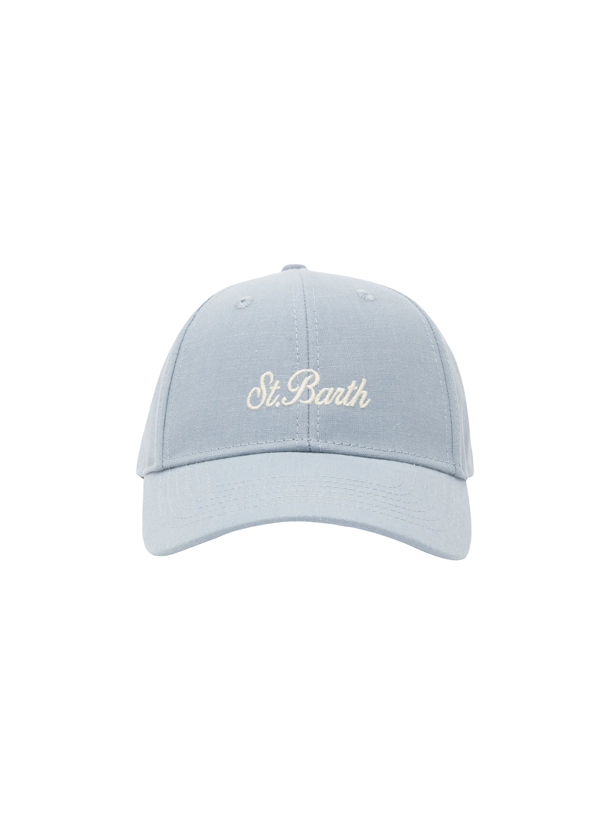 Cappellino da baseball Jr in lino azzurro con ricamo Saint Barth