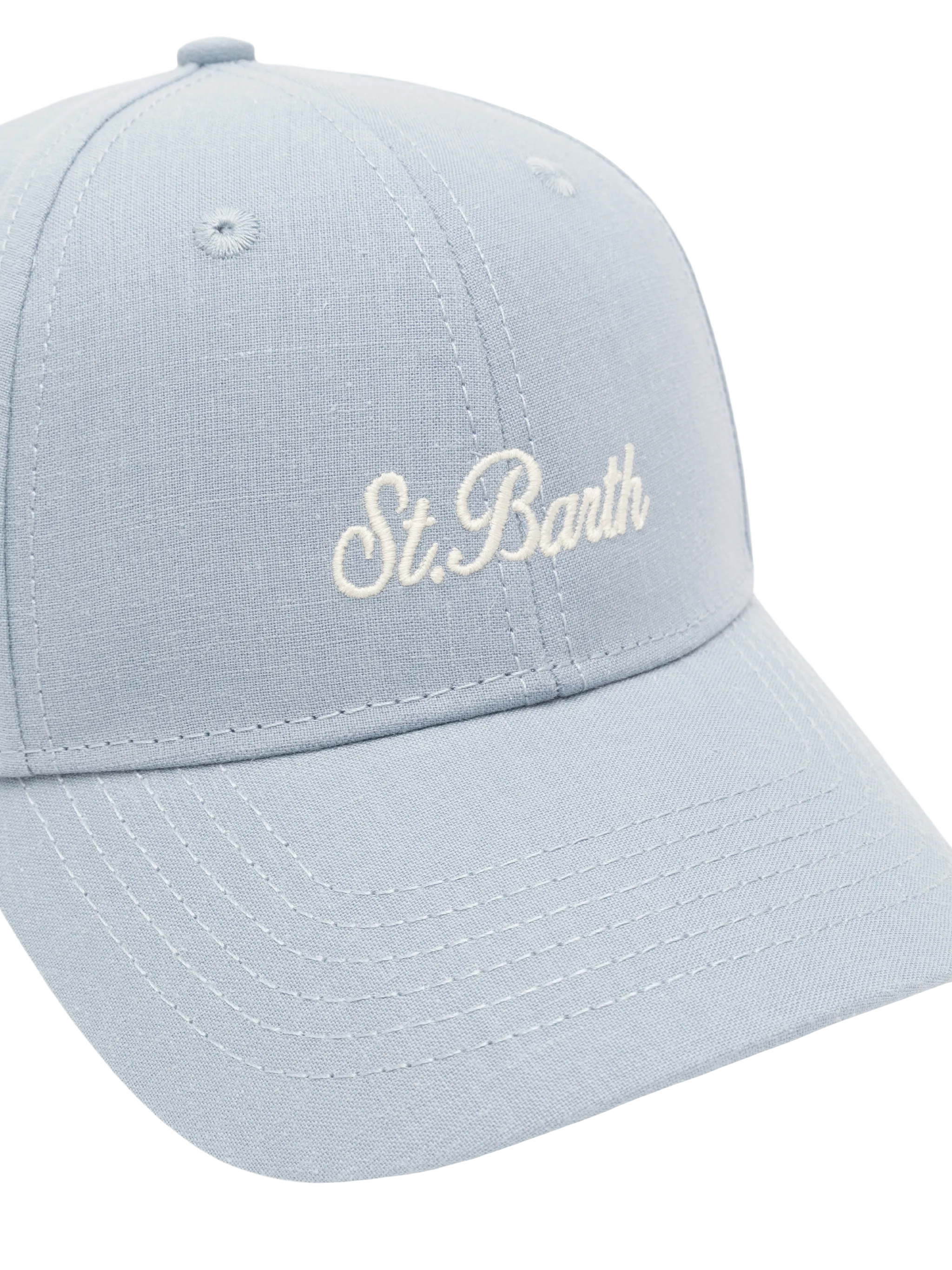Cappellino da baseball Jr in lino azzurro con ricamo Saint Barth - Image 2