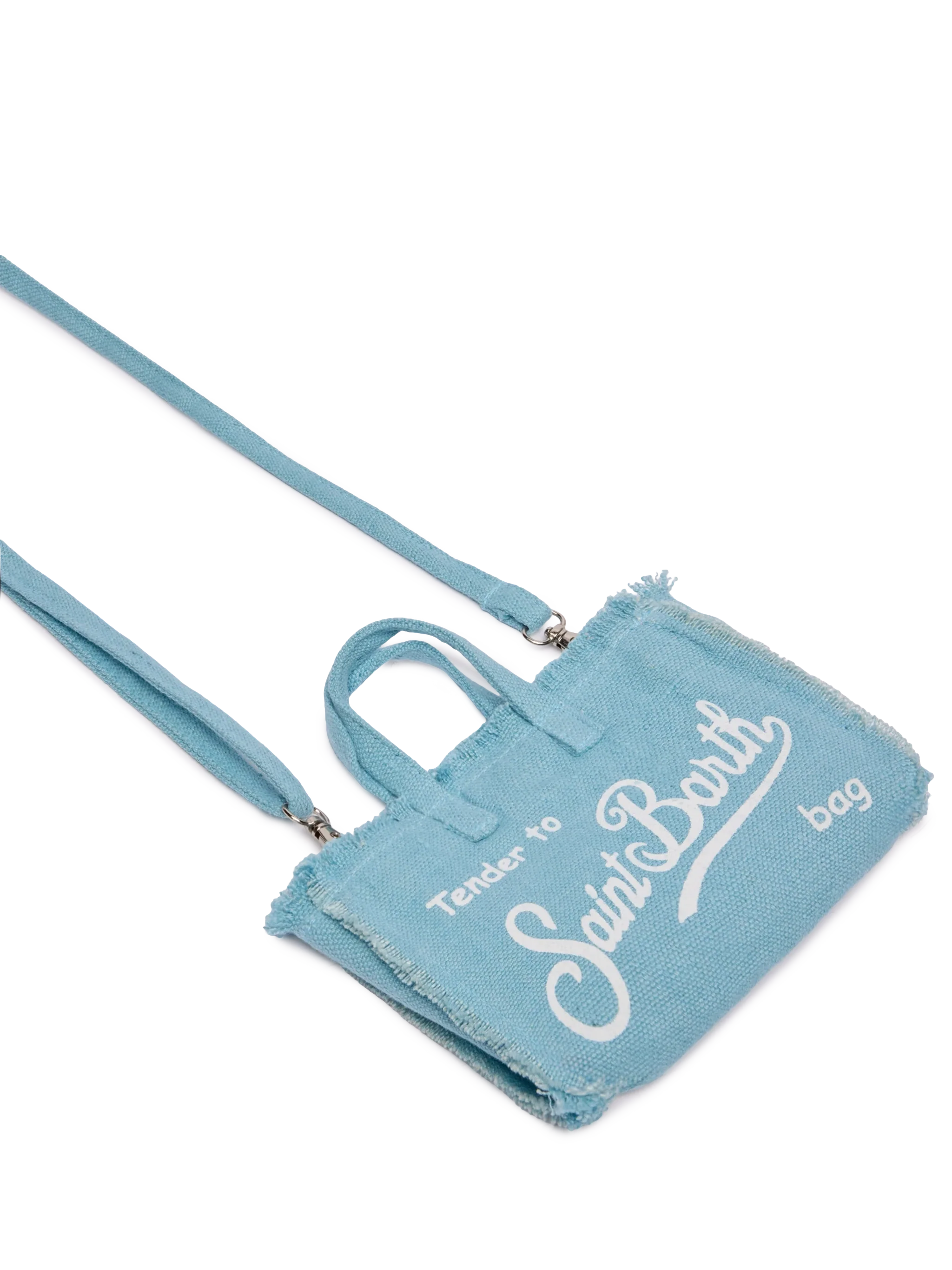 Phone Bag in lino azzurro - Image 3