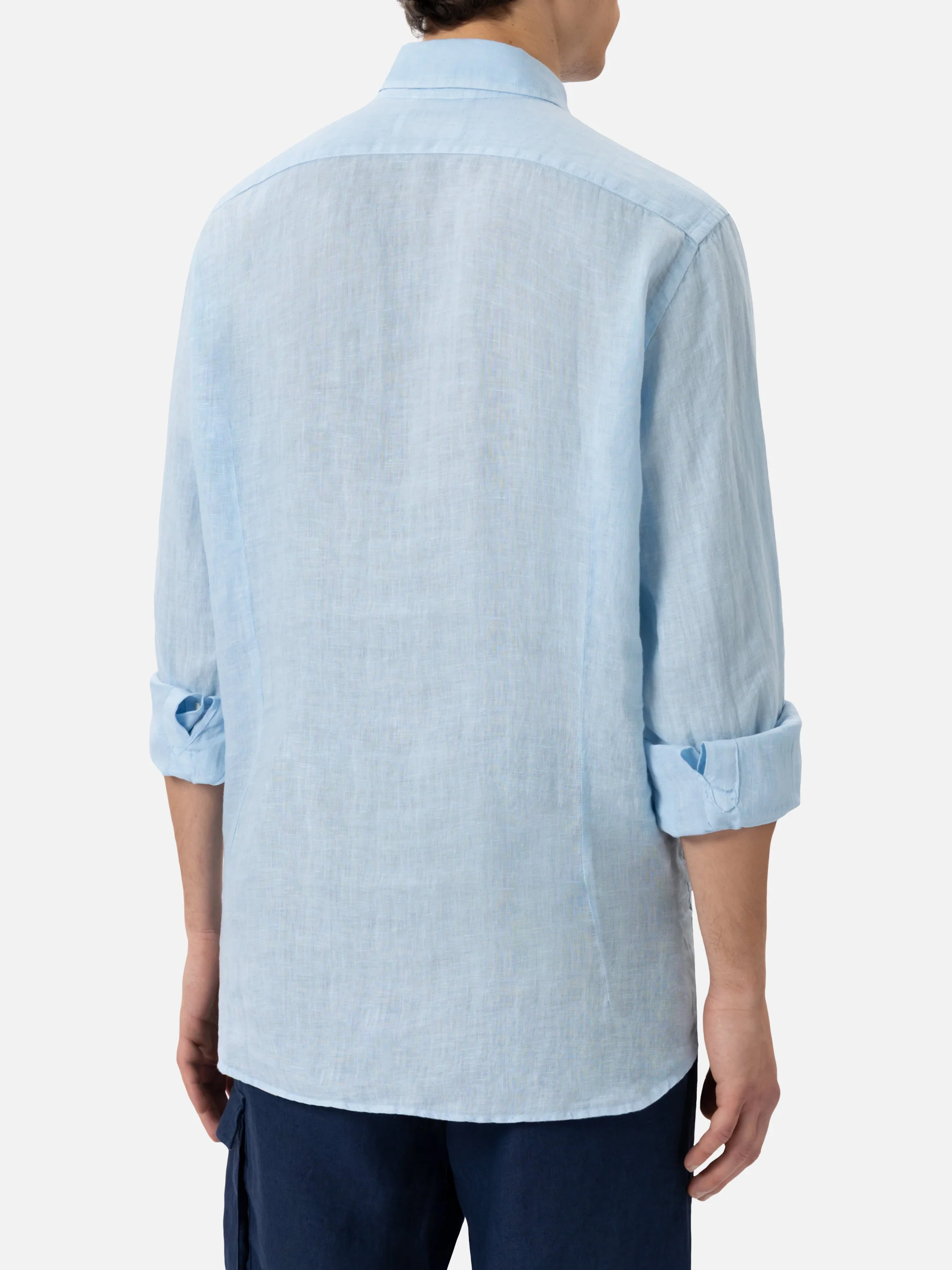 Camicia Pamplona in lino azzurro - Image 3