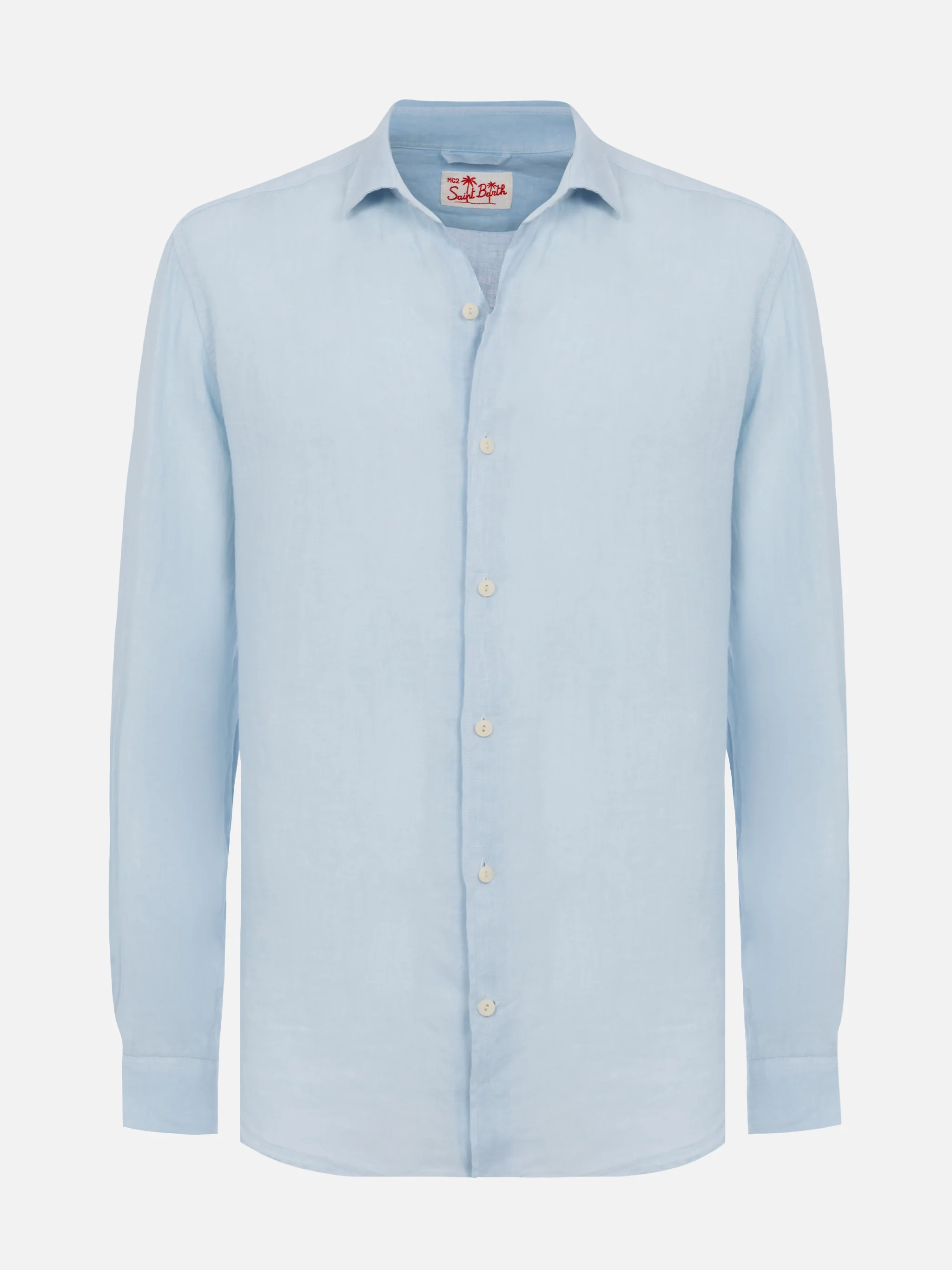 Camicia Pamplona in lino azzurro - Image 4