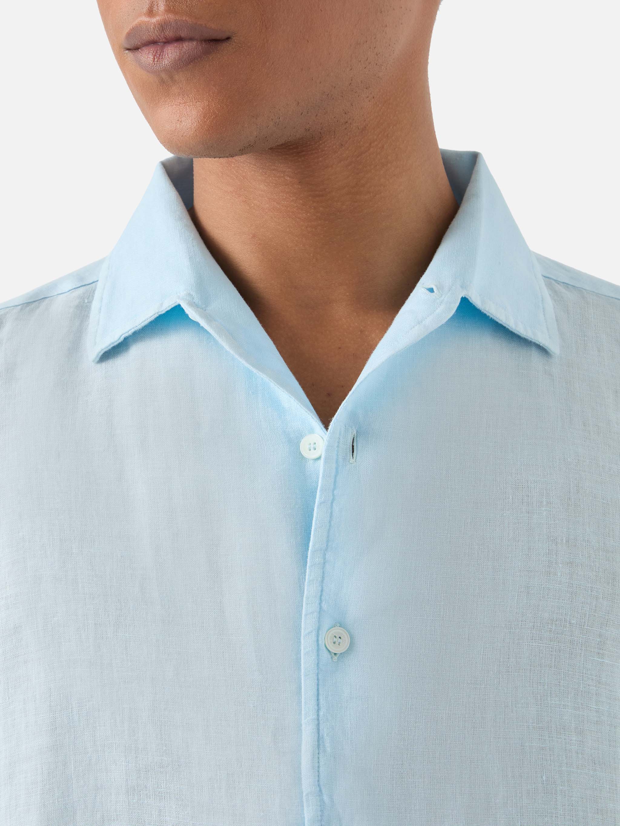 Camicia Raphael in puro lino azzurro - Image 2