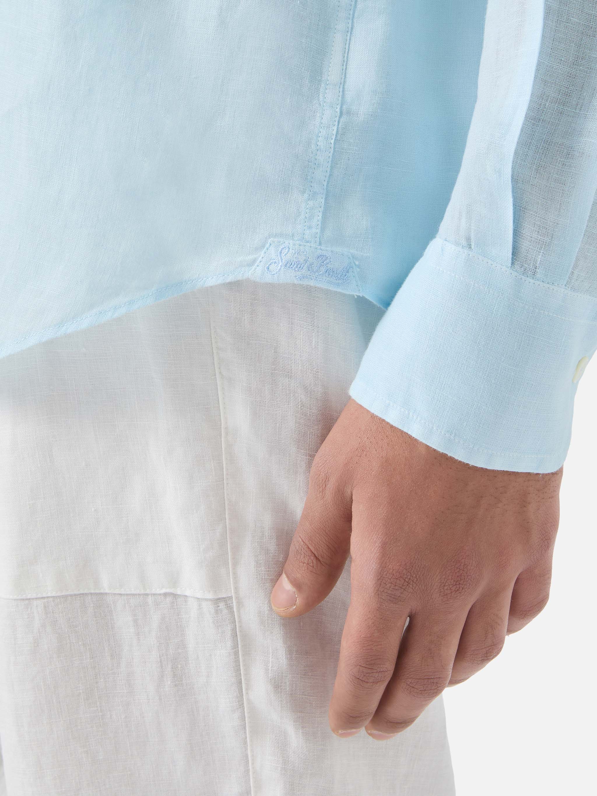 Camicia Raphael in puro lino azzurro - Image 4