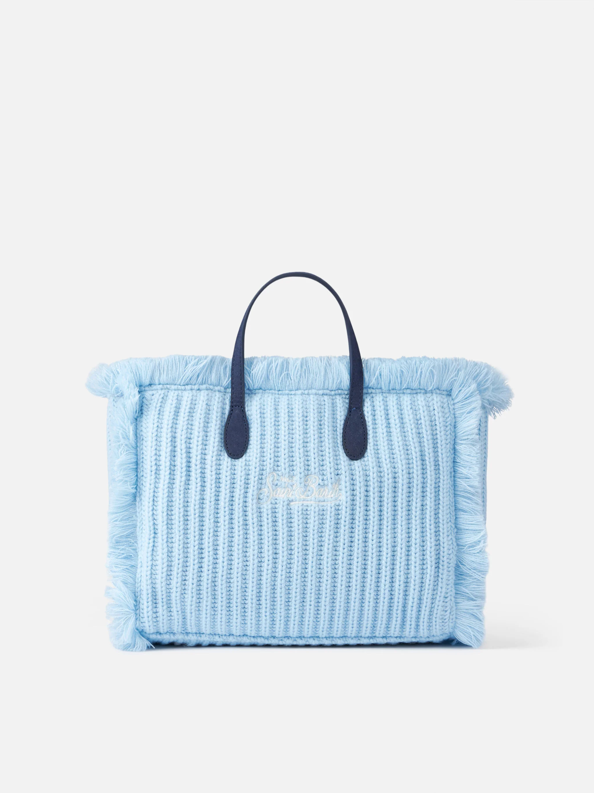 Borsa Colette in maglia a coste azzurra con ricamo logo - Image 4