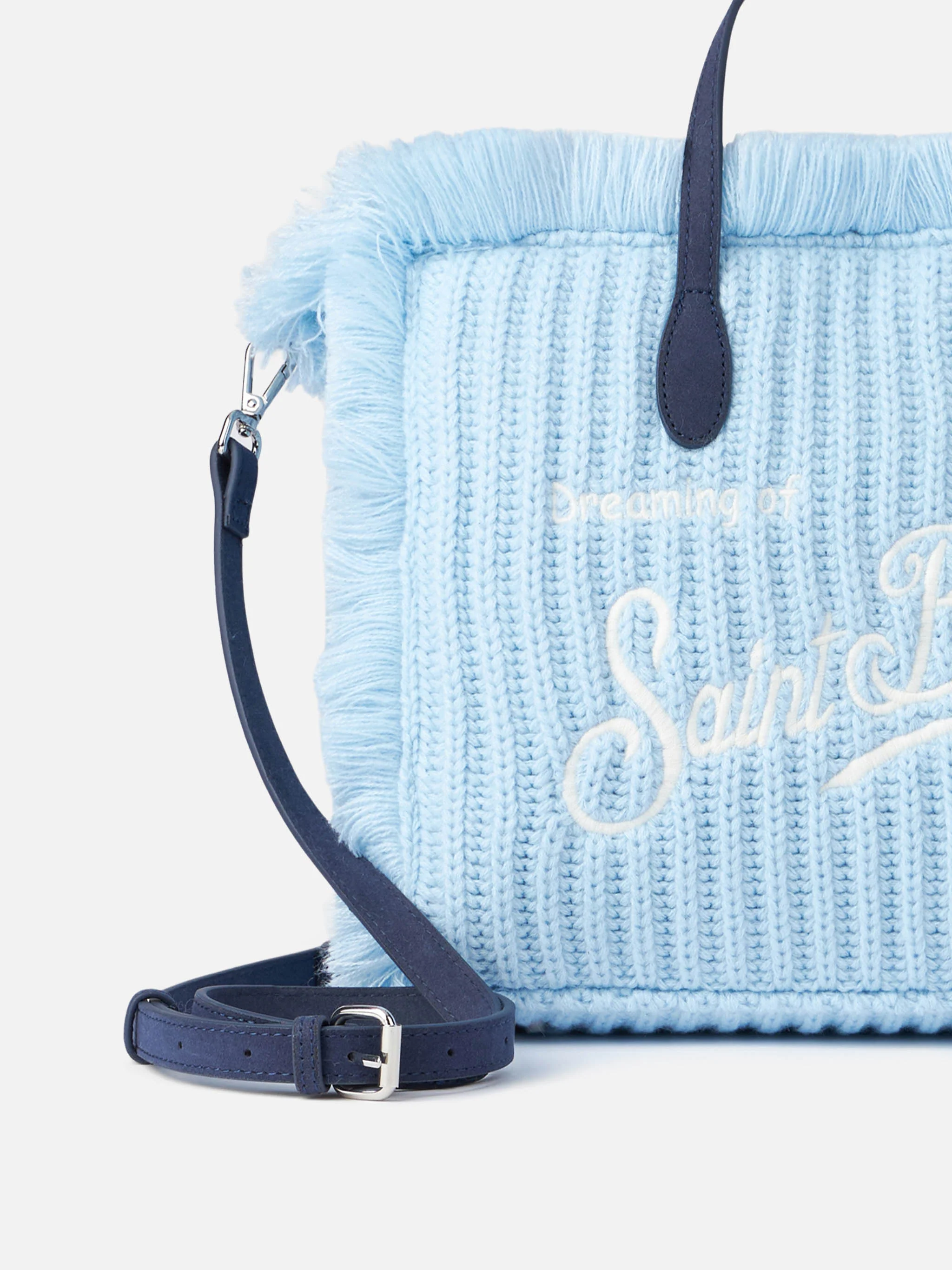 Borsa Colette in maglia a coste azzurra con ricamo logo - Image 5