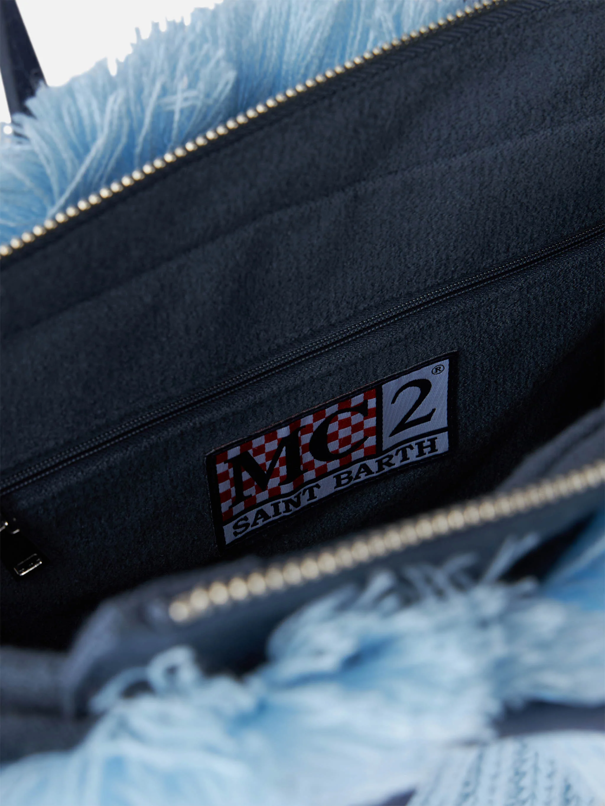 Borsa Colette in maglia a coste azzurra con ricamo logo - Image 6
