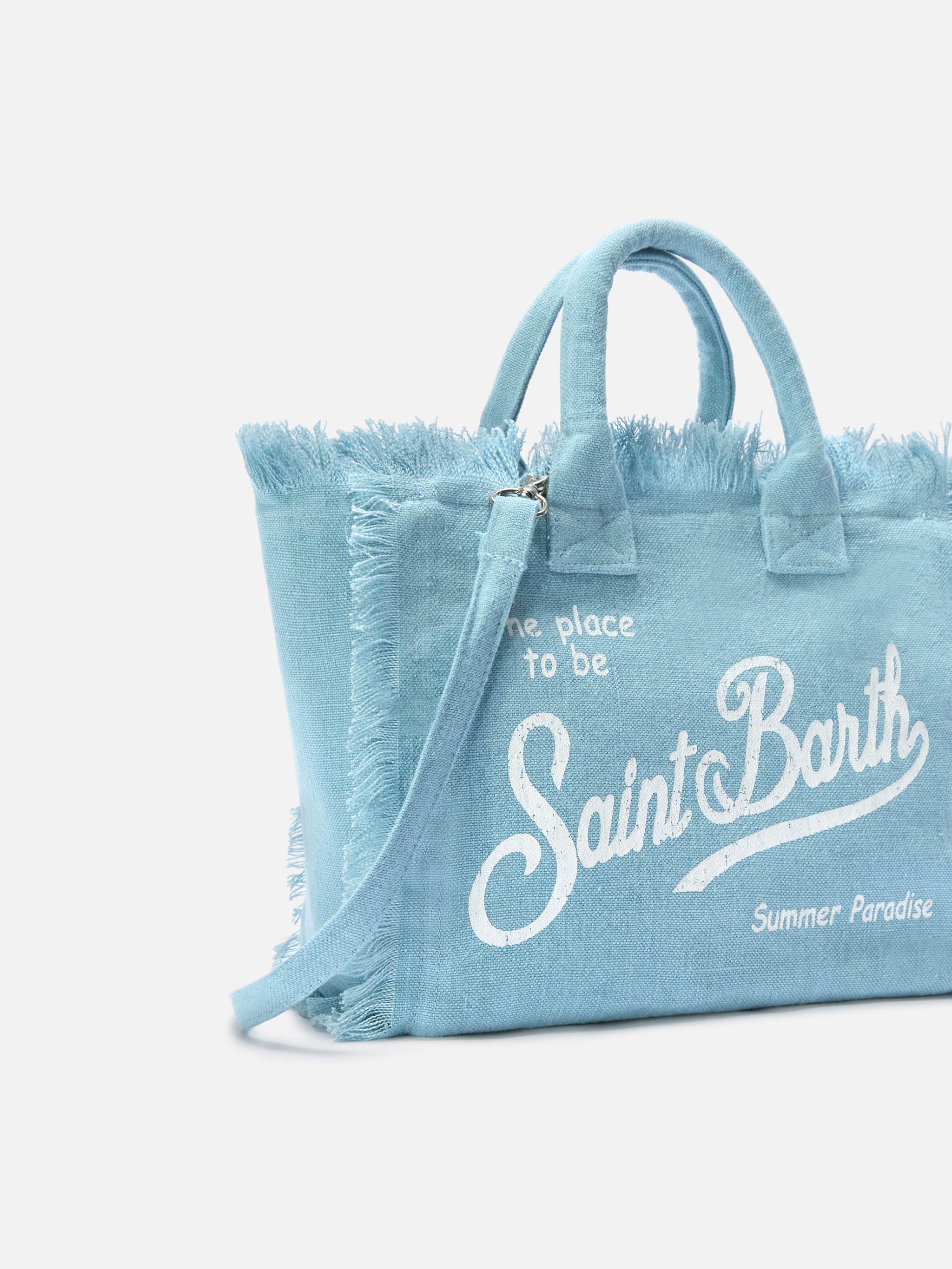 Borsa Colette in lino azzurro tinta unita - Image 3