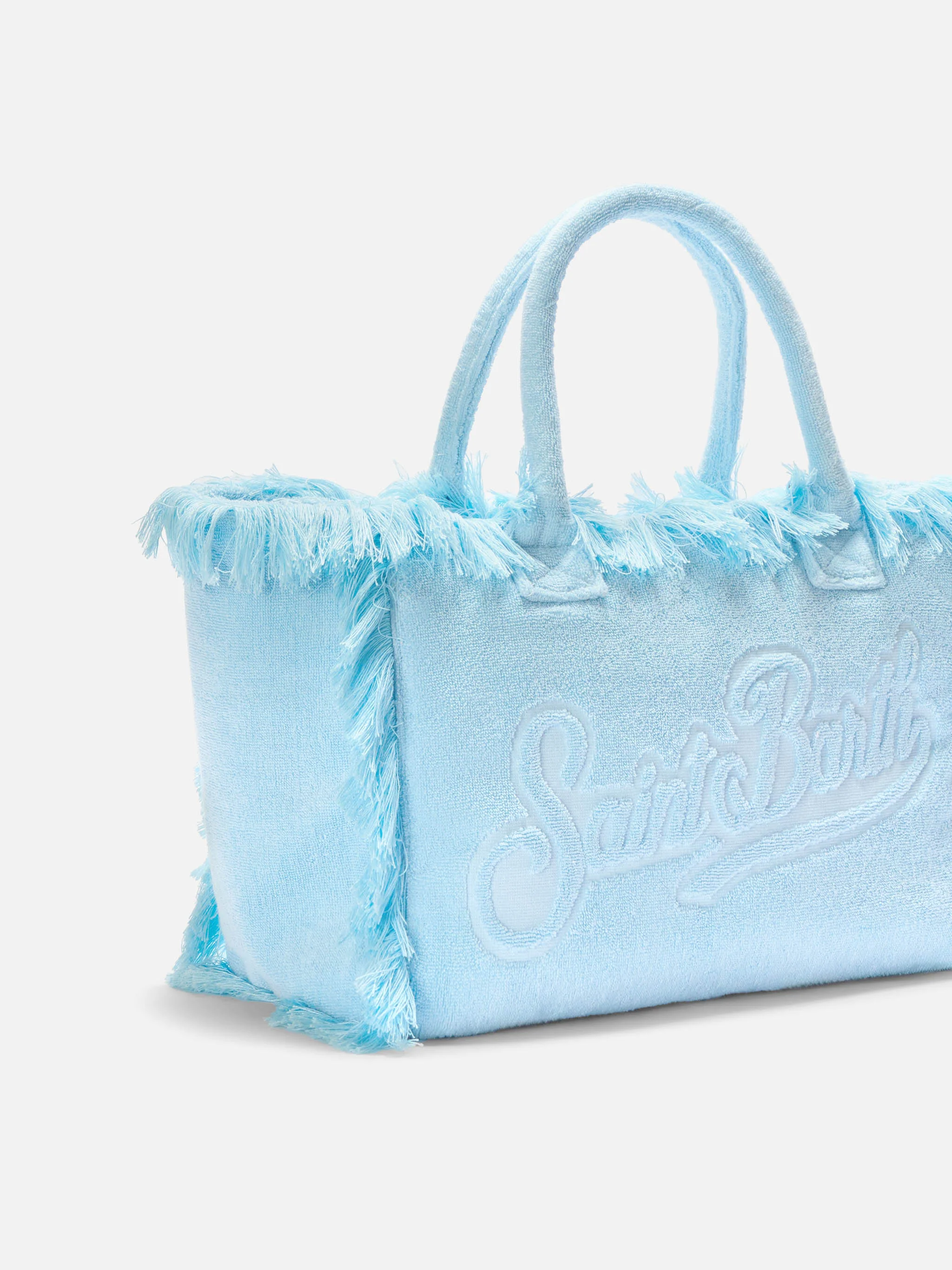 Borsa Vanity regular in tessuto effetto spugna azzurro tinta unita - Image 3