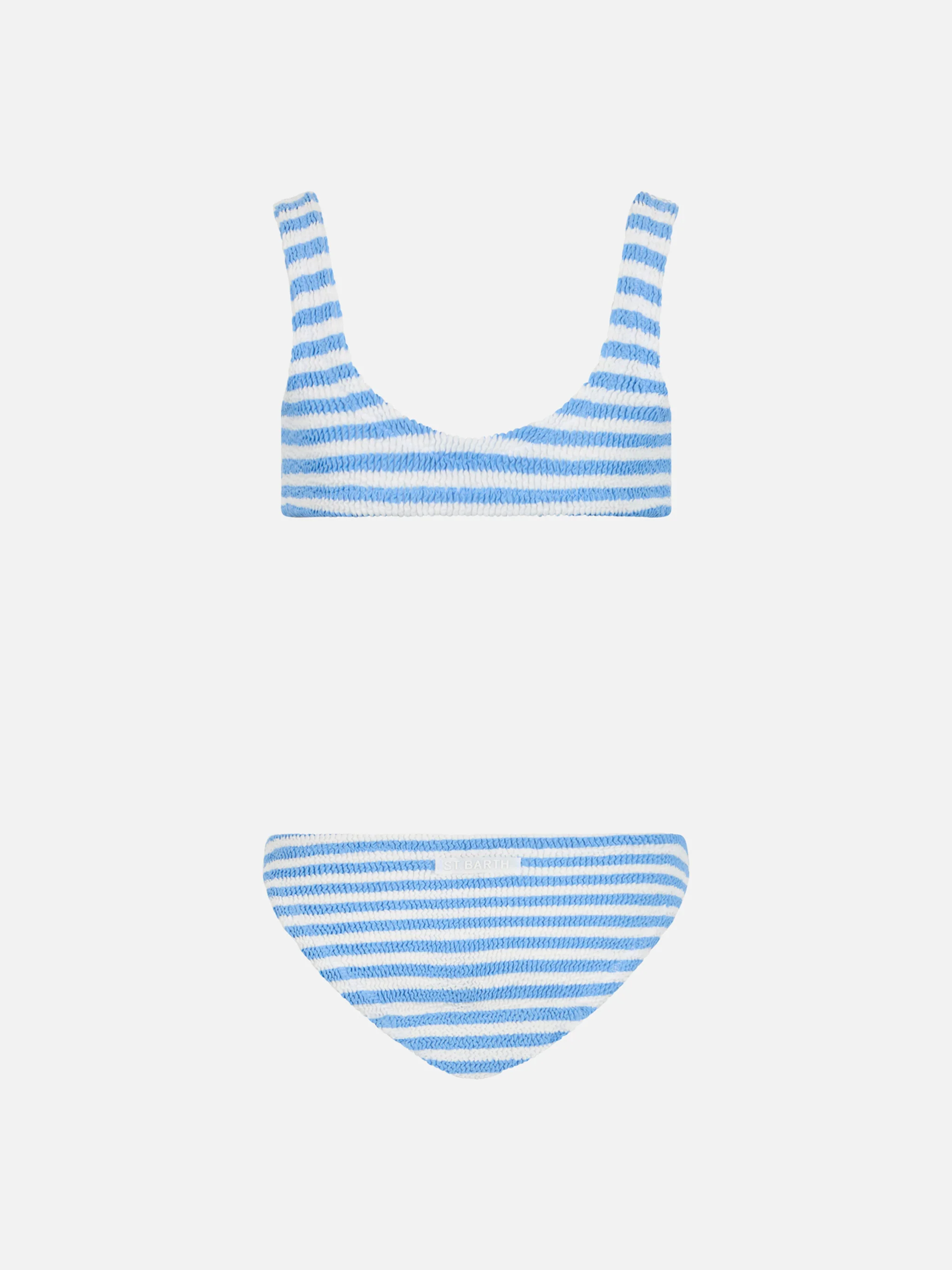 Bikini a triangolo Baker in crinkle a righe azzurre - Image 2