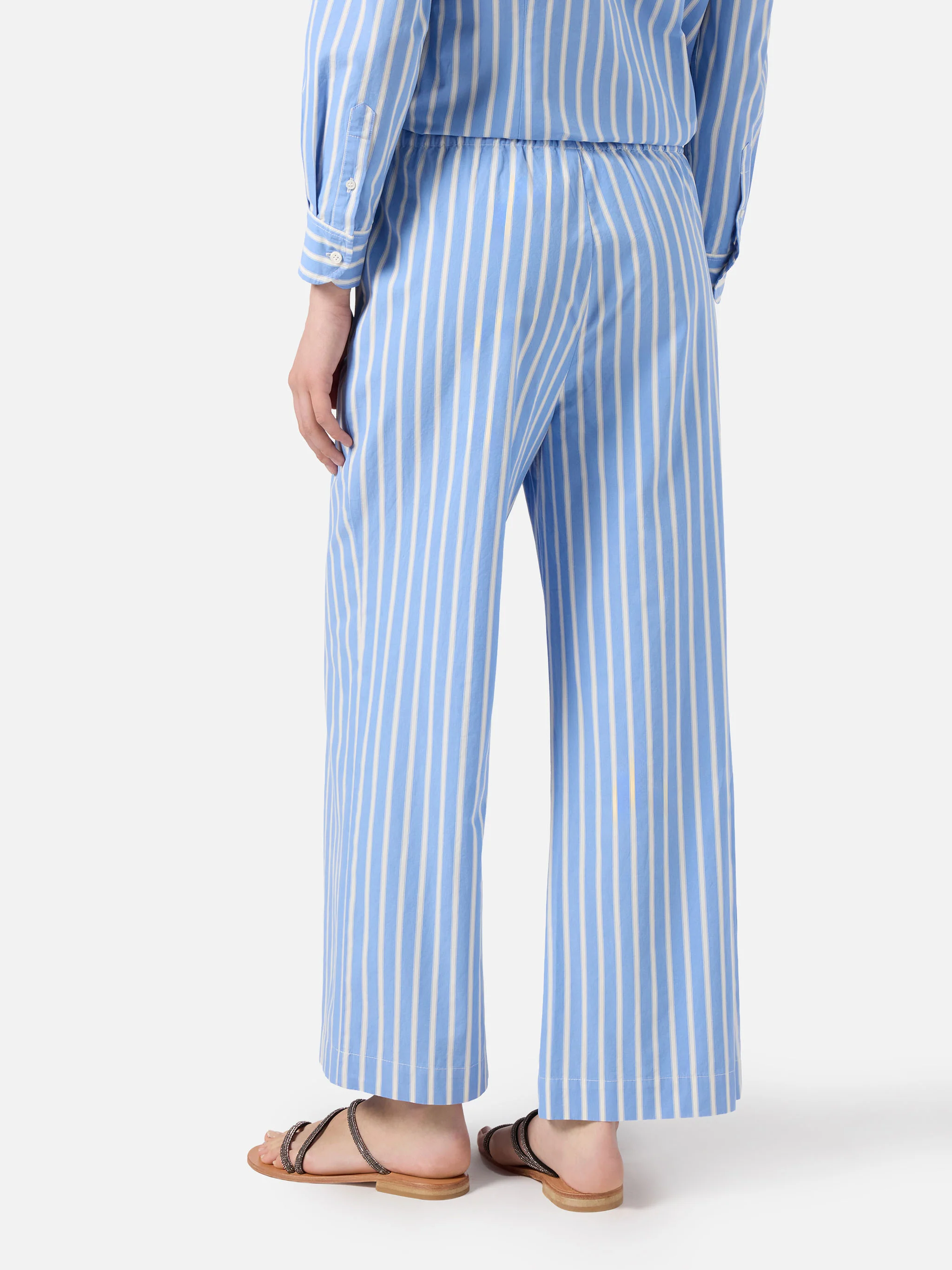 Pantaloni Doha in popeline a righe azzurre - Image 4